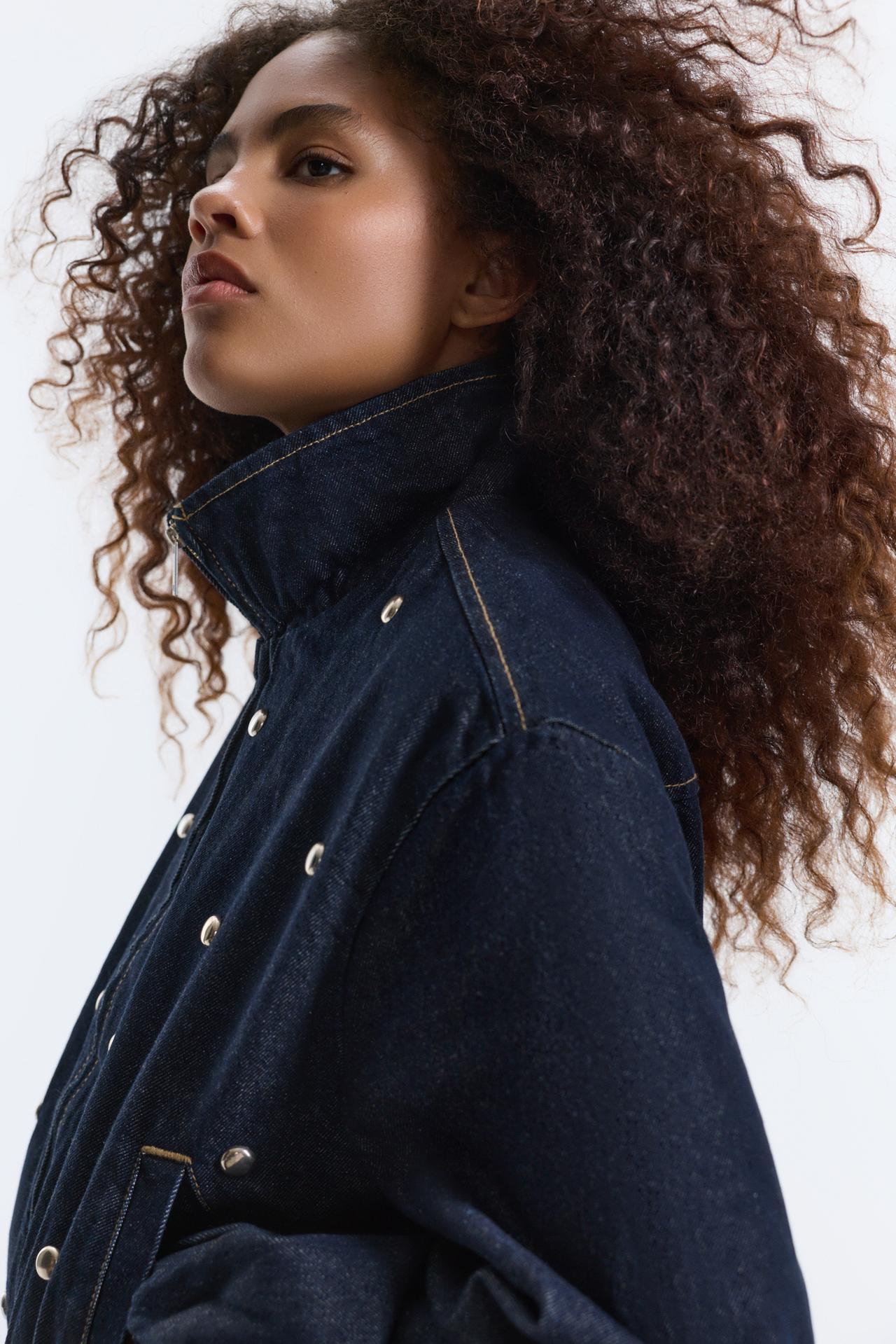 Denim jacket with studs — NAVY