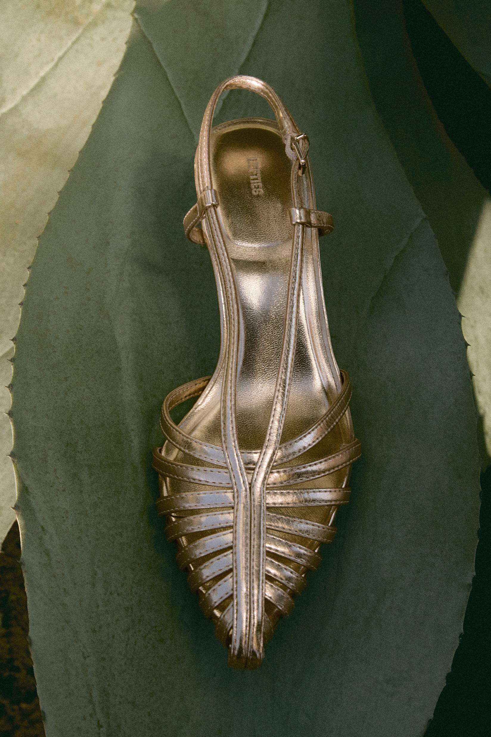 Lefties Altın Rengi Lefties Arkasi açık topuklu ayakkabı