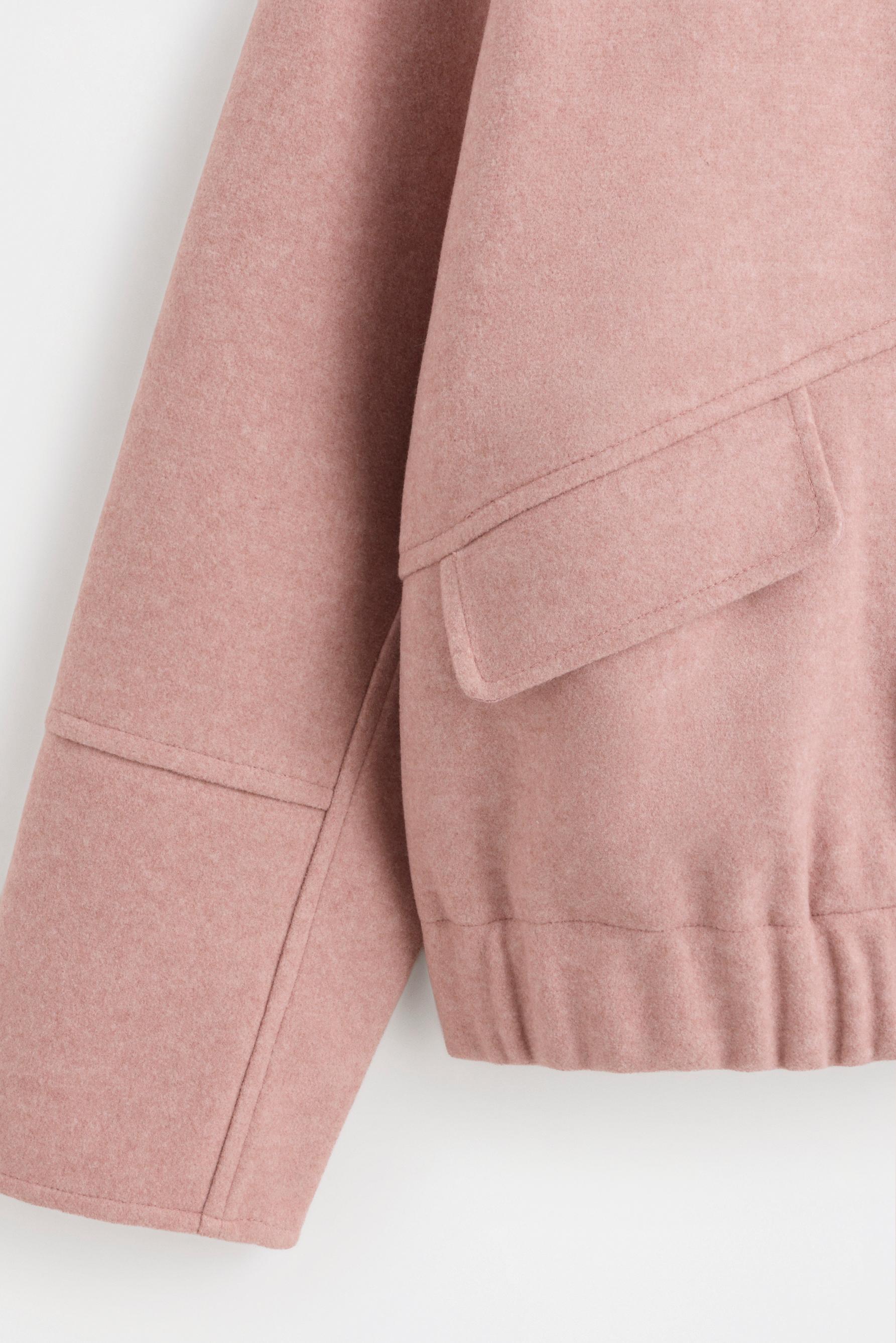 Synthetic wool bomber jacket — DUSTY PINK