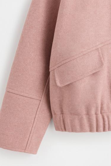 Synthetic wool bomber jacket — DUSTY PINK 3