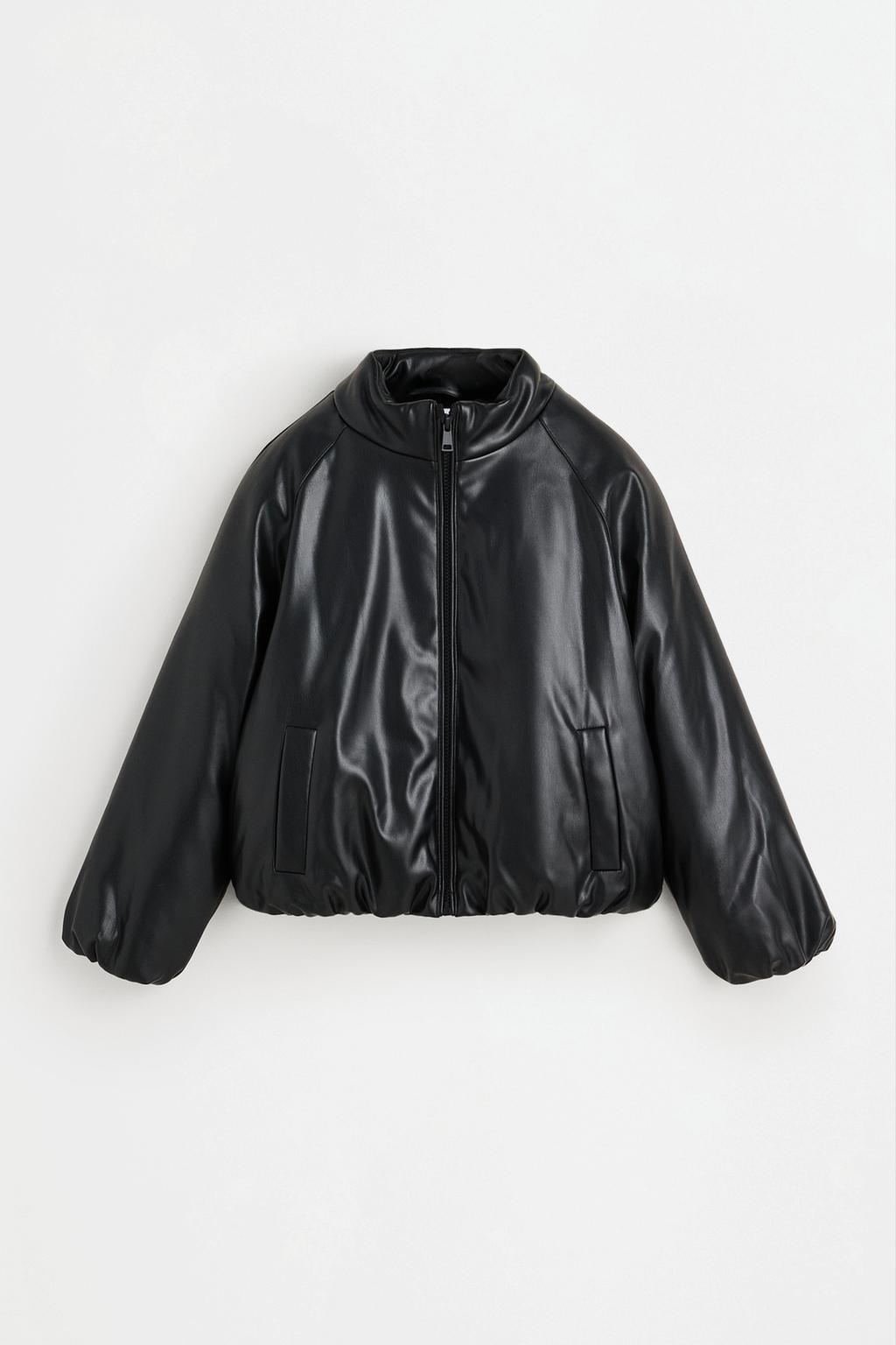 Quilted leather effect jacket