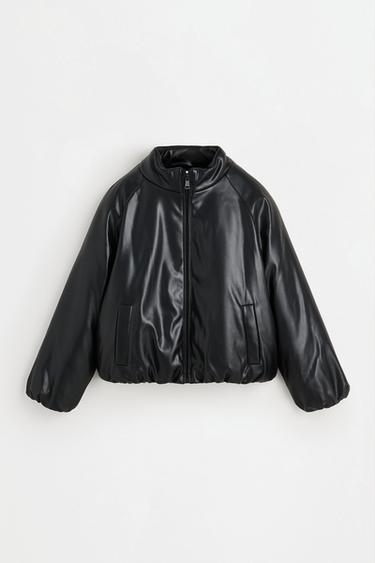 Quilted leather effect jacket — BLACK 2
