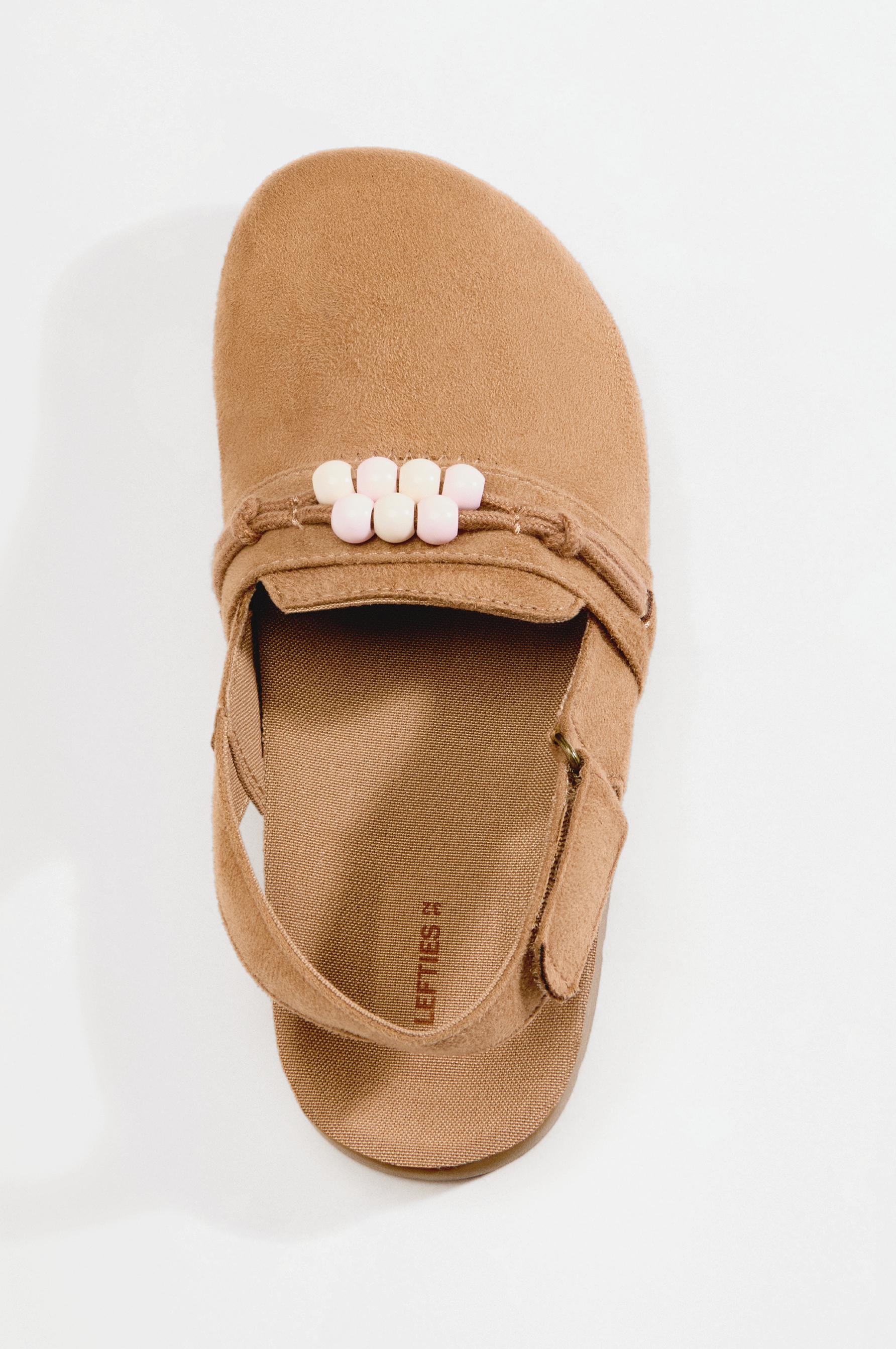 Faux suede beaded clogs — LEATHER