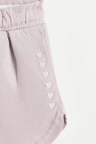 Heart print Bermuda shorts — PALE MAUVE 3