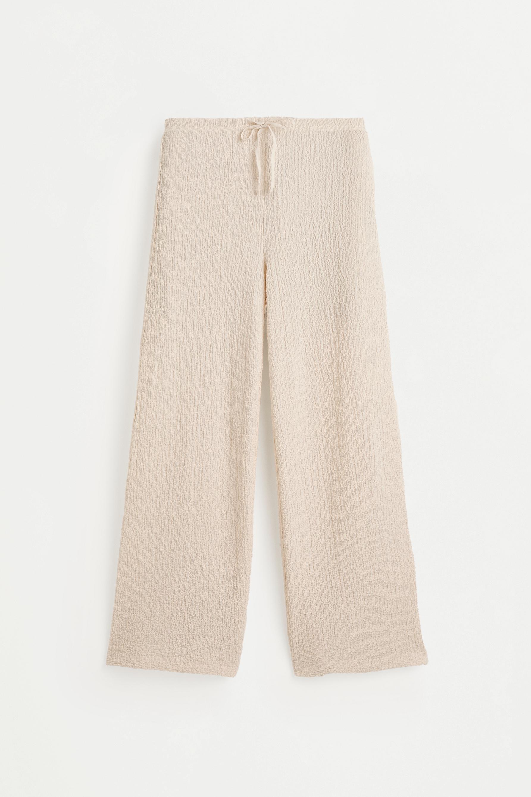 Textured wide-leg trousers — OFF WHITE