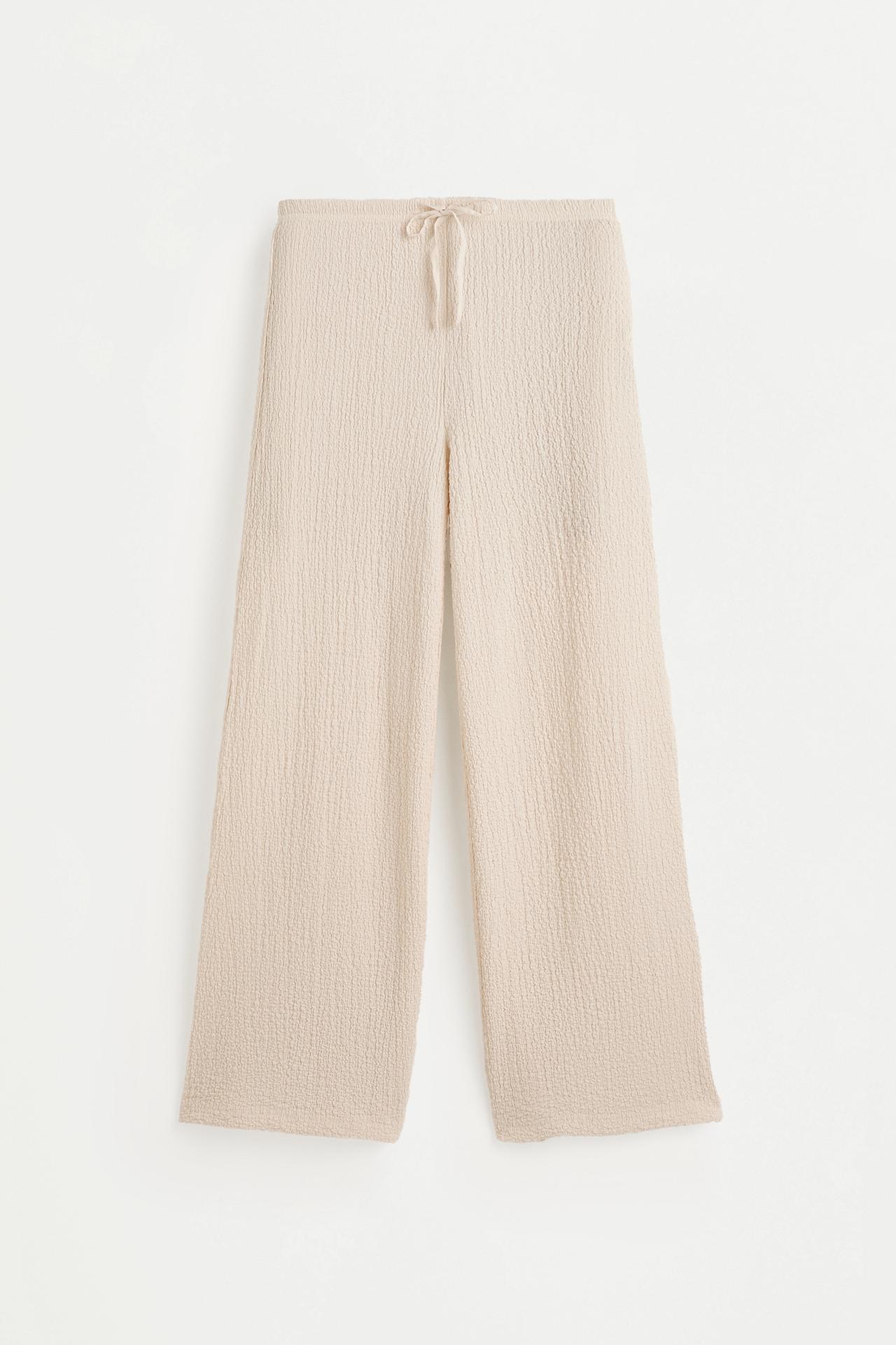 Textured wide-leg trousers — OFF WHITE