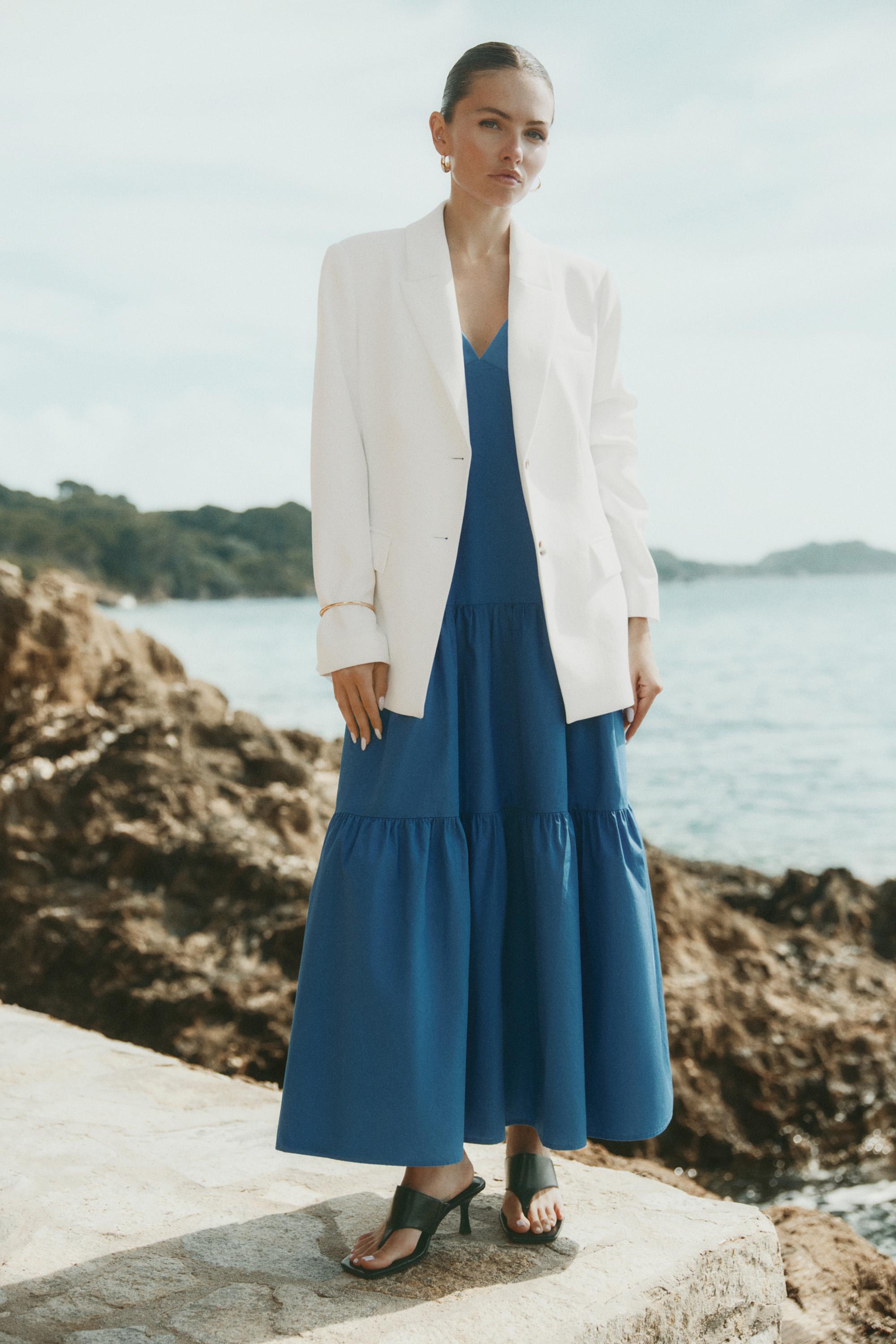 Midi dress with straps — DEEP BLUE