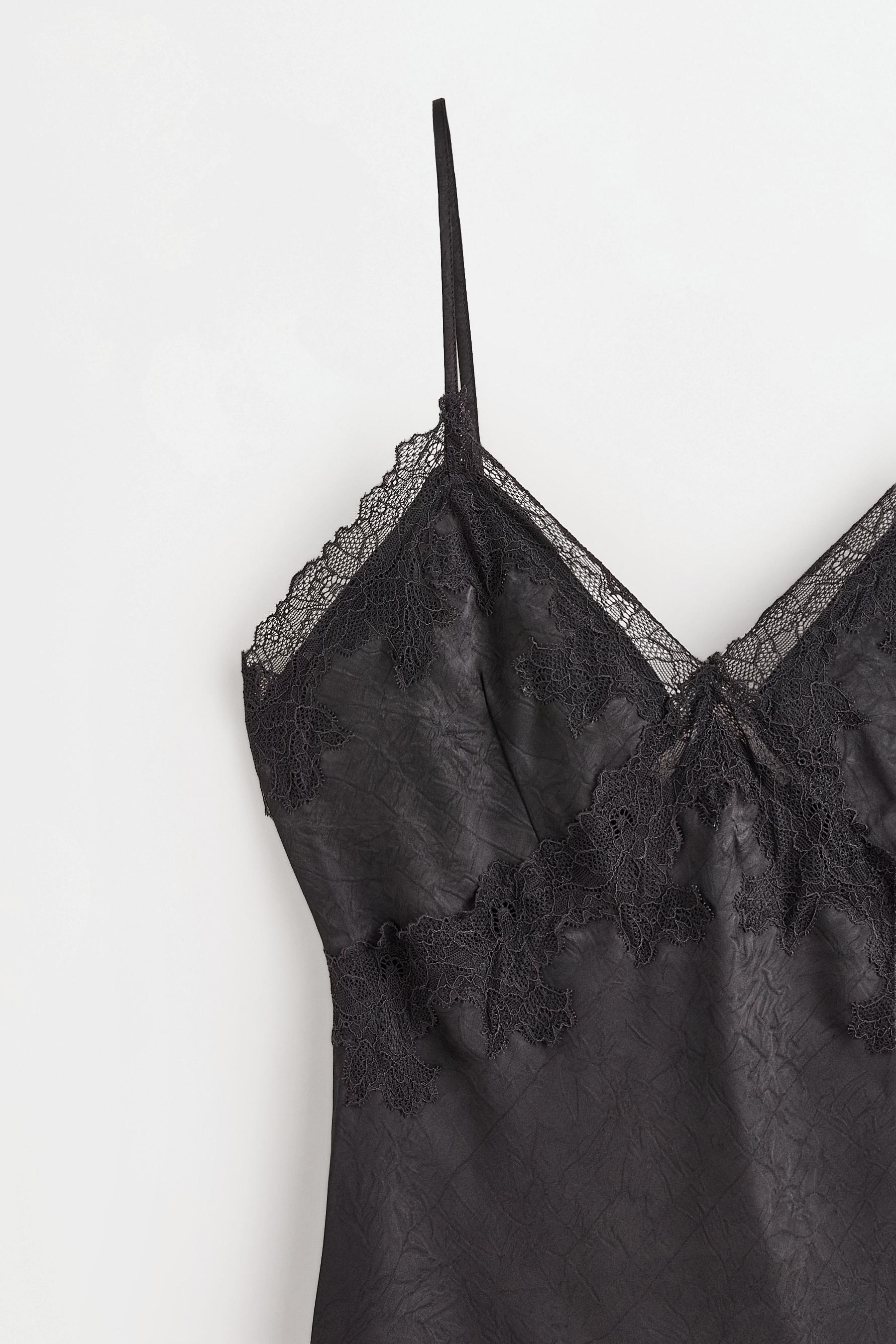 Short asymmetric slip dress — BLACK