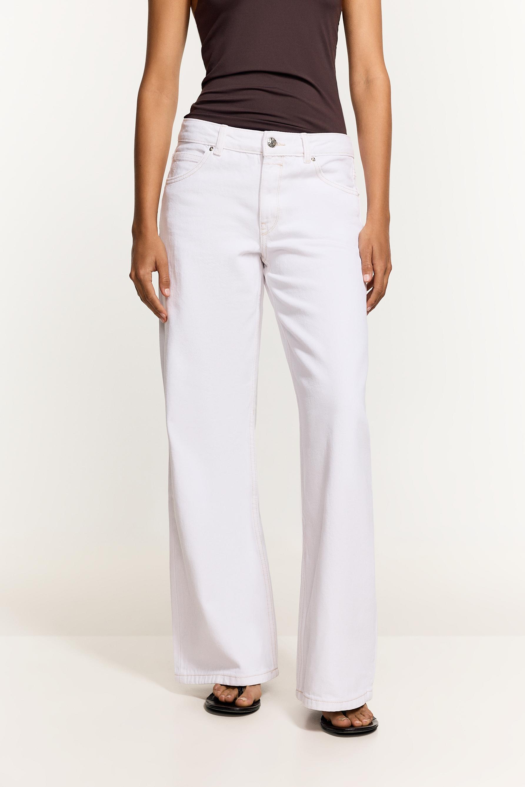 Wide-leg low-waist jeans — WHITE