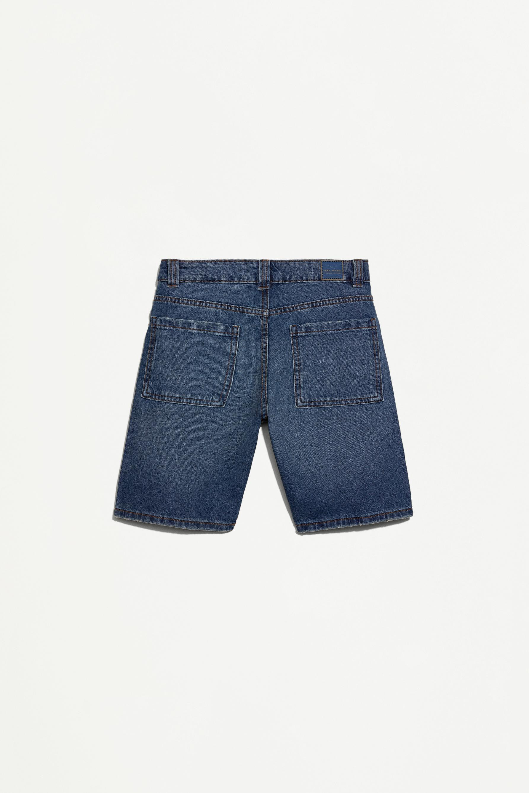 Relaxed fit denim Bermuda shorts — DARK NAVY