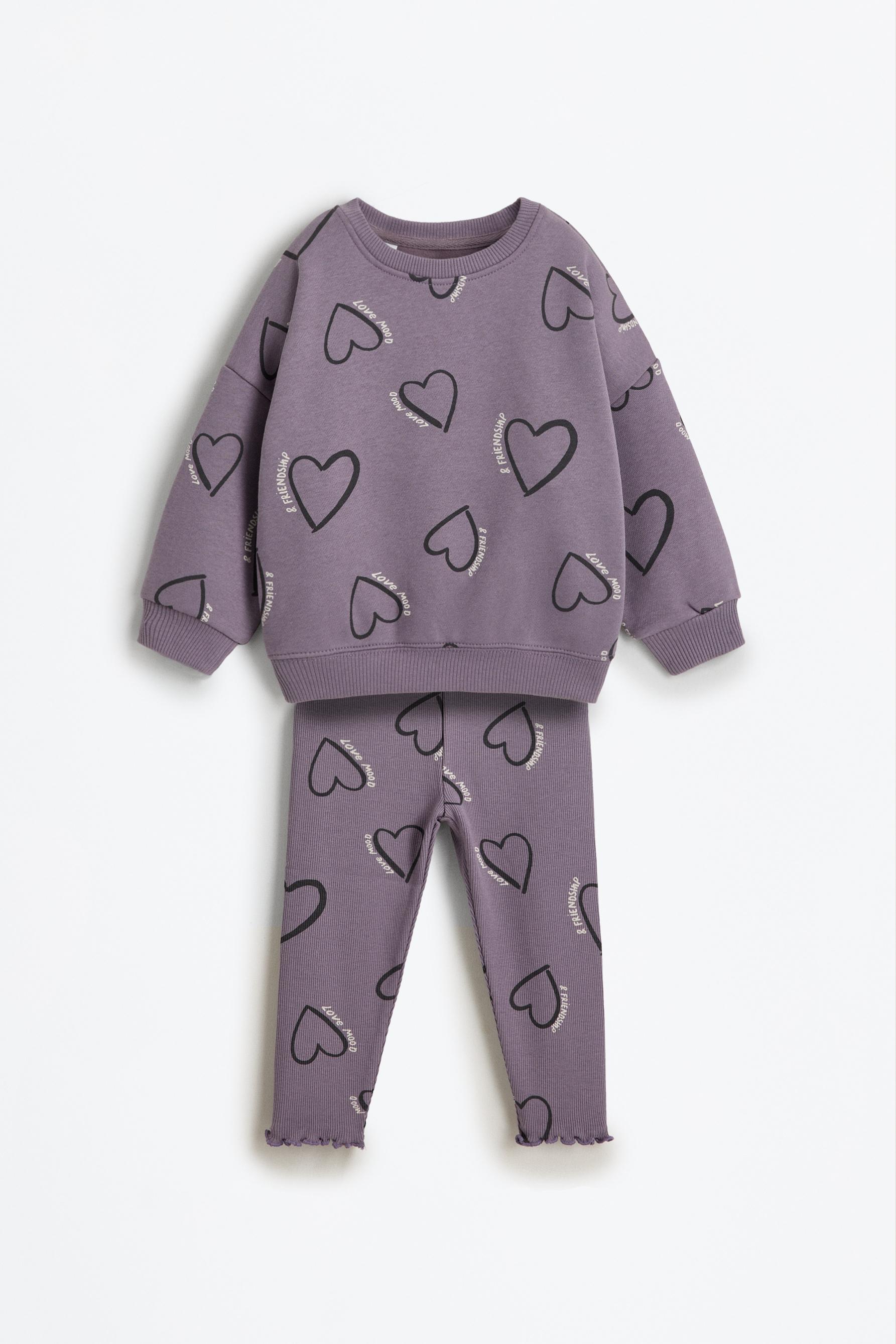 Conjunto sudadera estampada y legging canalé