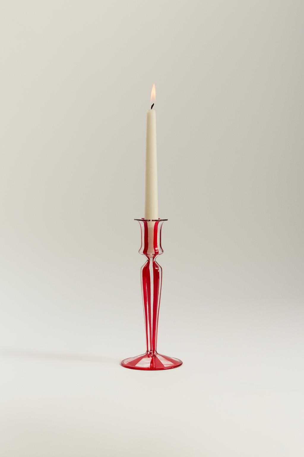 Portavelas  borosilicato rayas 20 cm