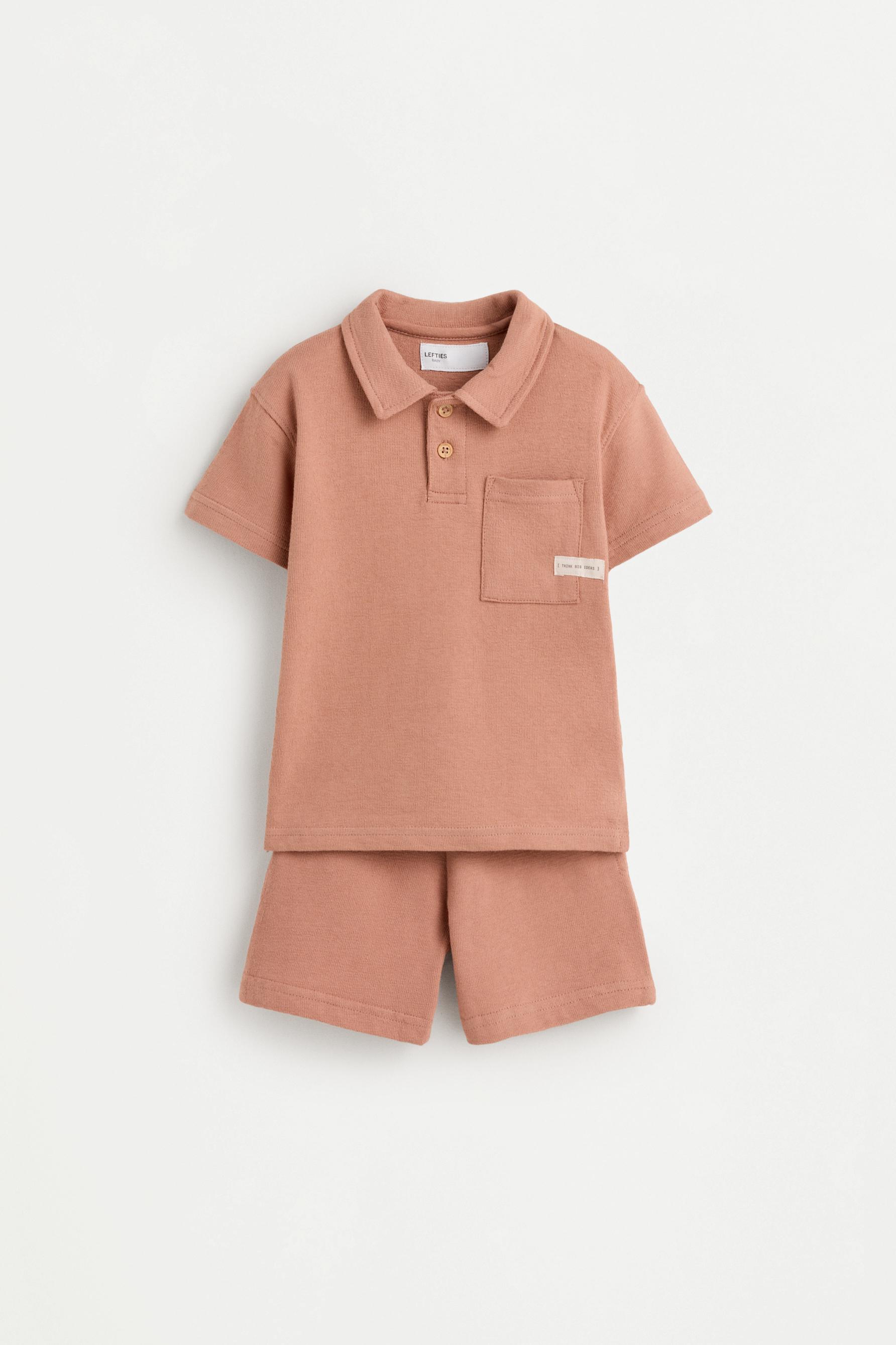 Rustic polo shirt and Bermuda shorts set — BURNT ORANGE