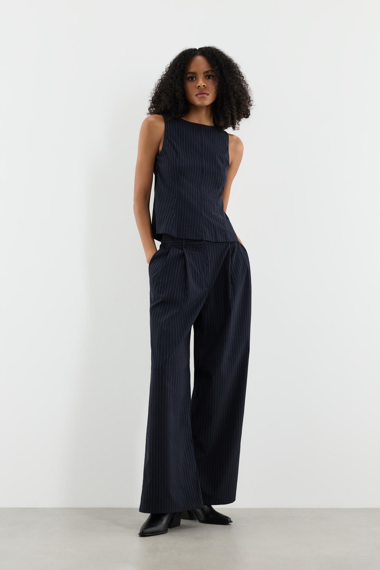 Wide-leg trousers — NAVY