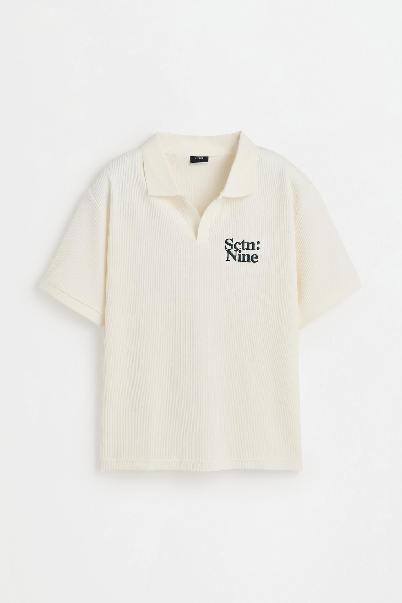 Ribbed embroidered polo shirt — OFF WHITE