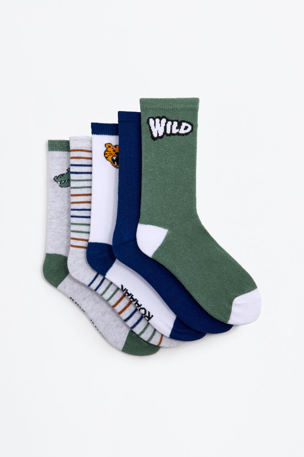 5-pack of contrast long socks.