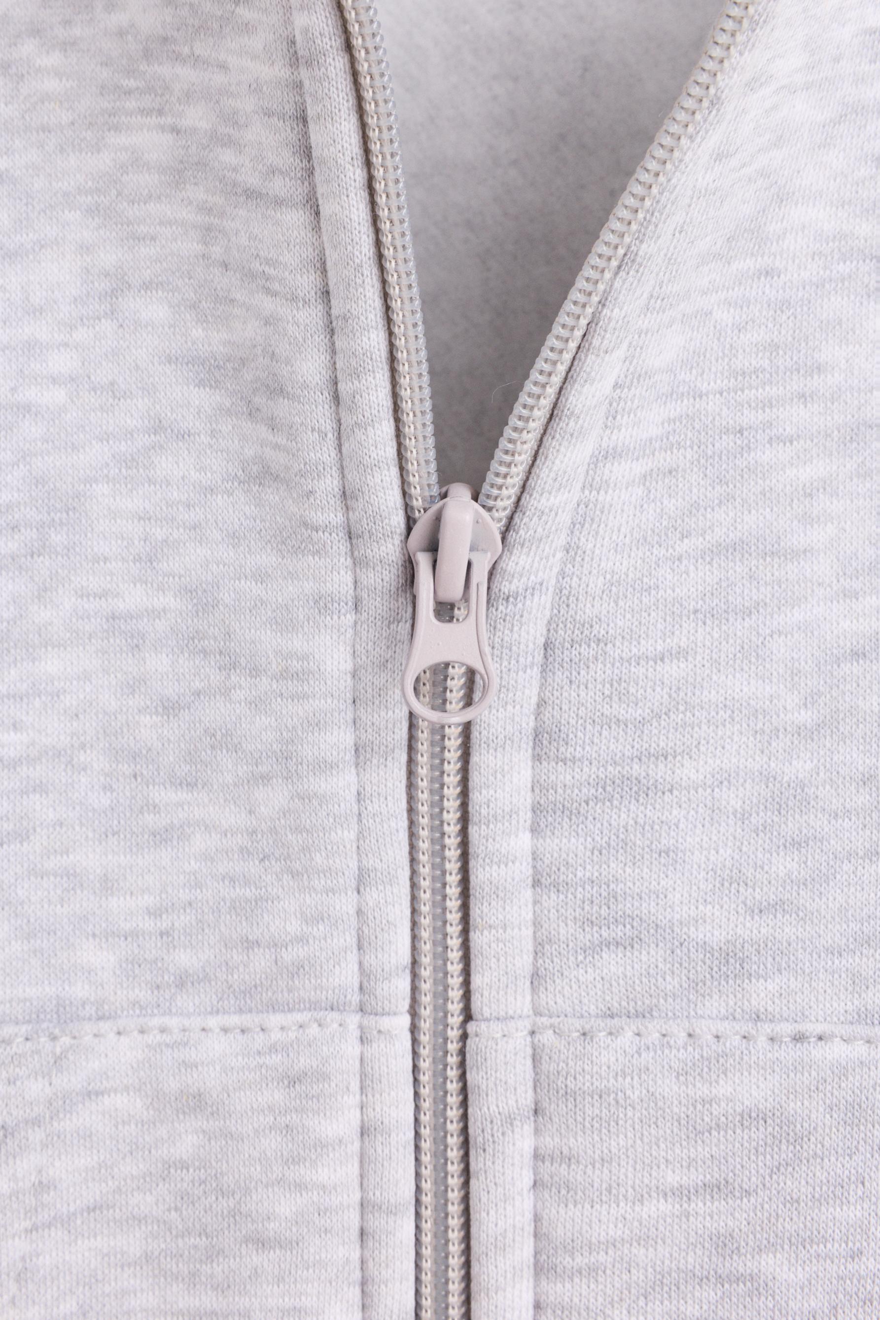 Zip-up sweatshirt with raised lettering — GREY MARL