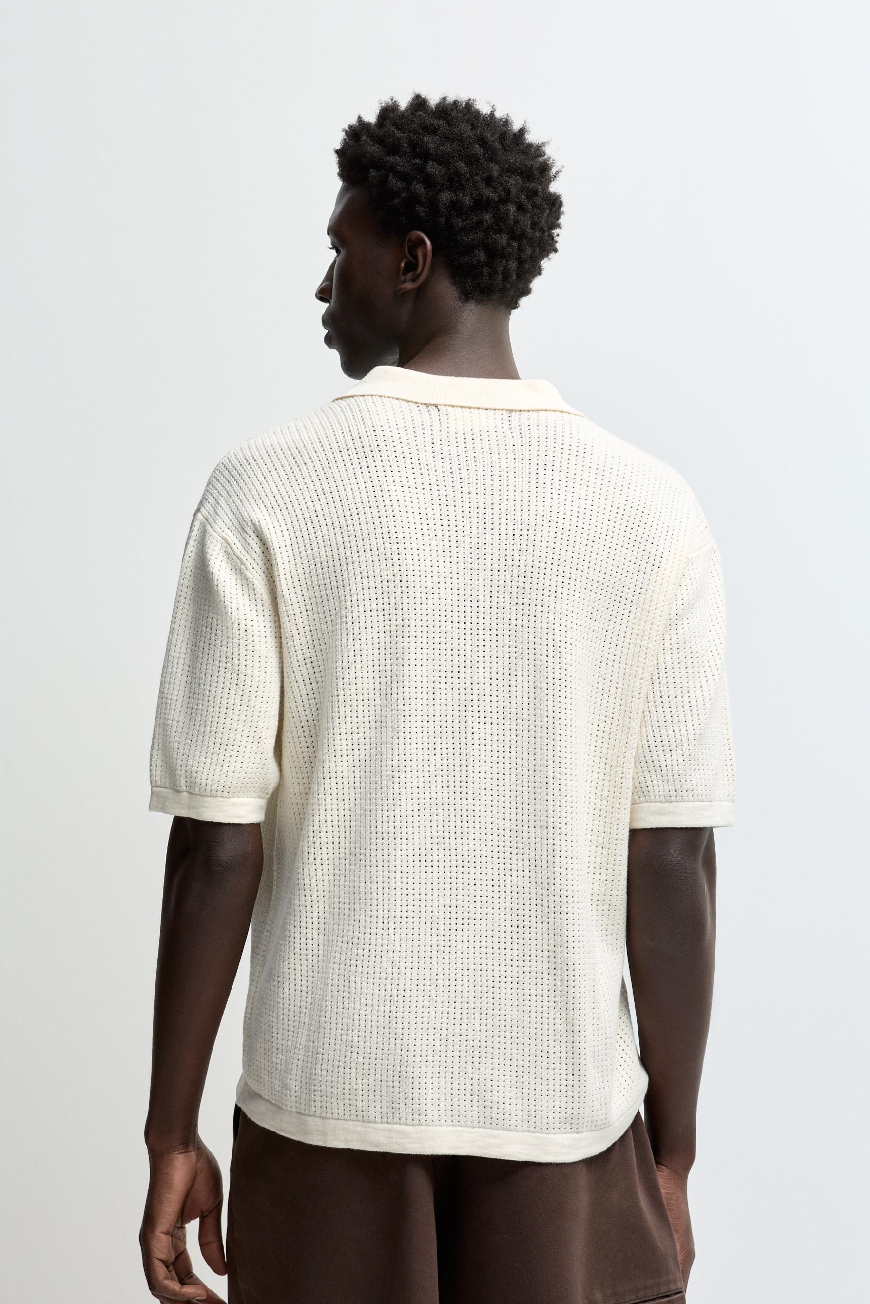 Cutwork knit shirt — OFF WHITE
