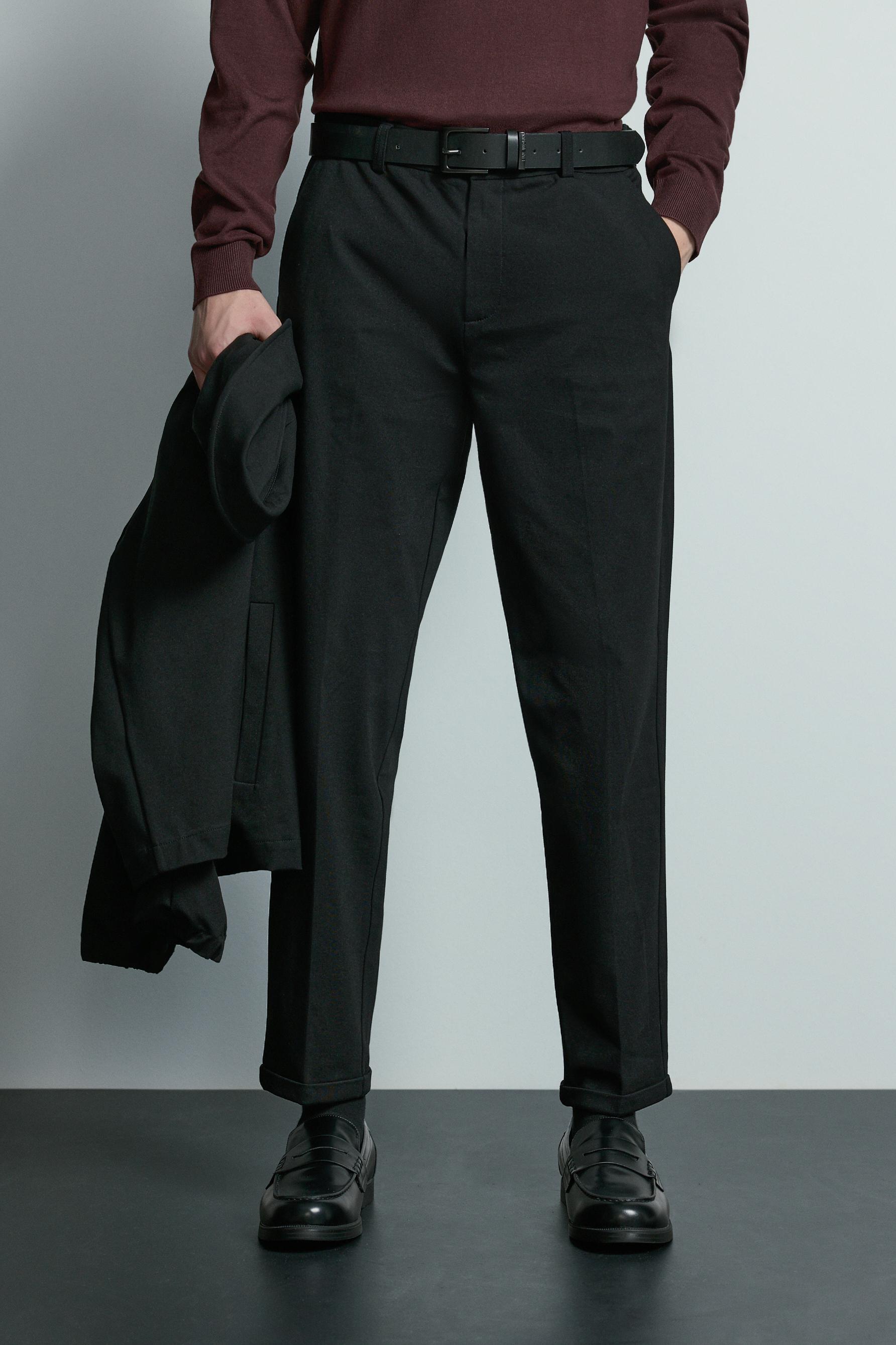 Tailored slim fit trousers — BLACK