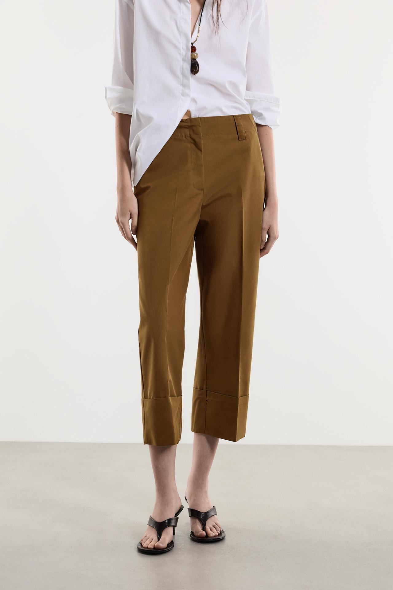 Straight-leg cuffed trousers — DARK KHAKI