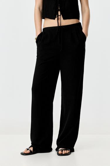 Rustic wide-leg trousers — BLACK 3
