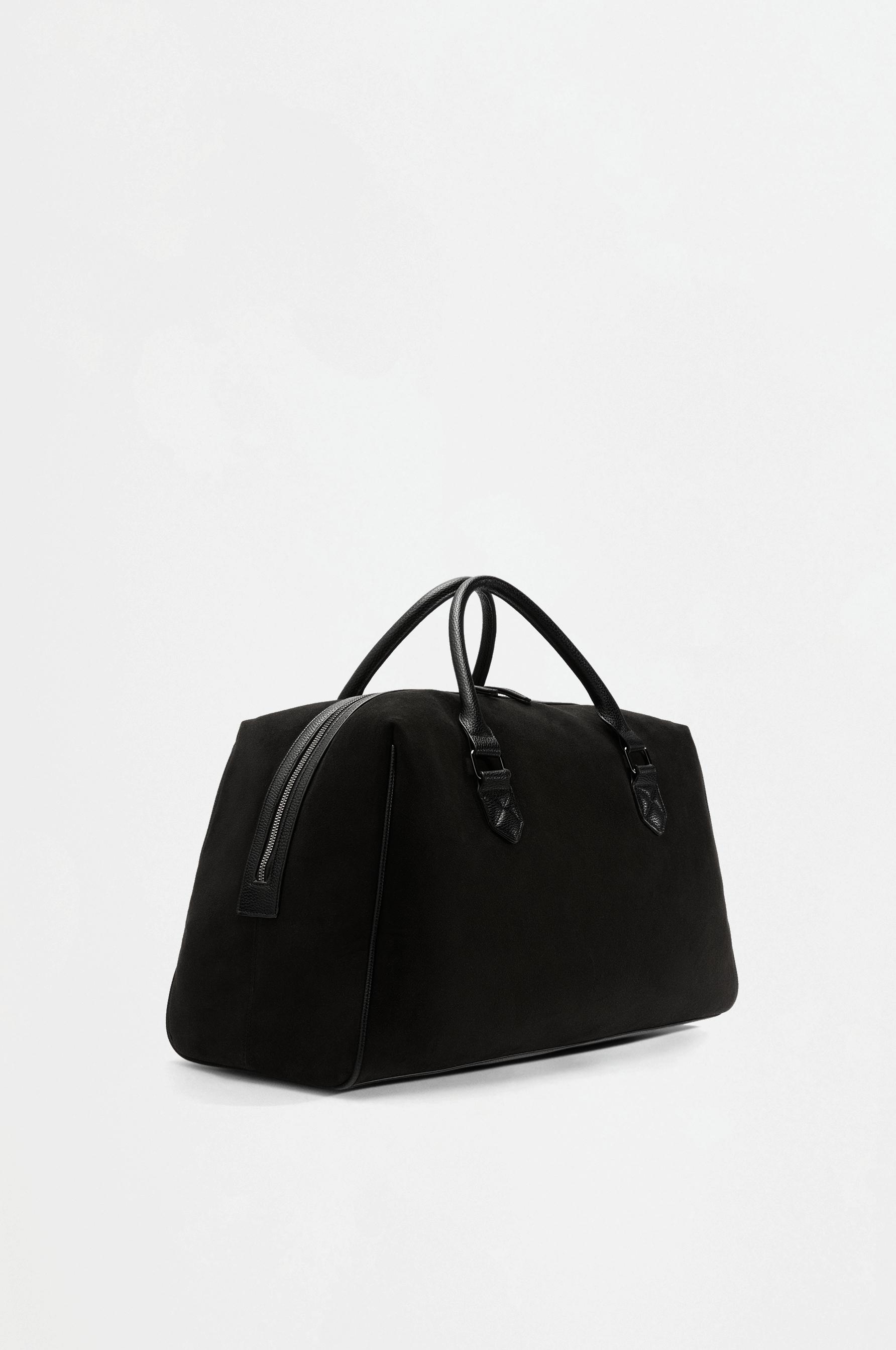 Faux suede bowling bag — BLACK