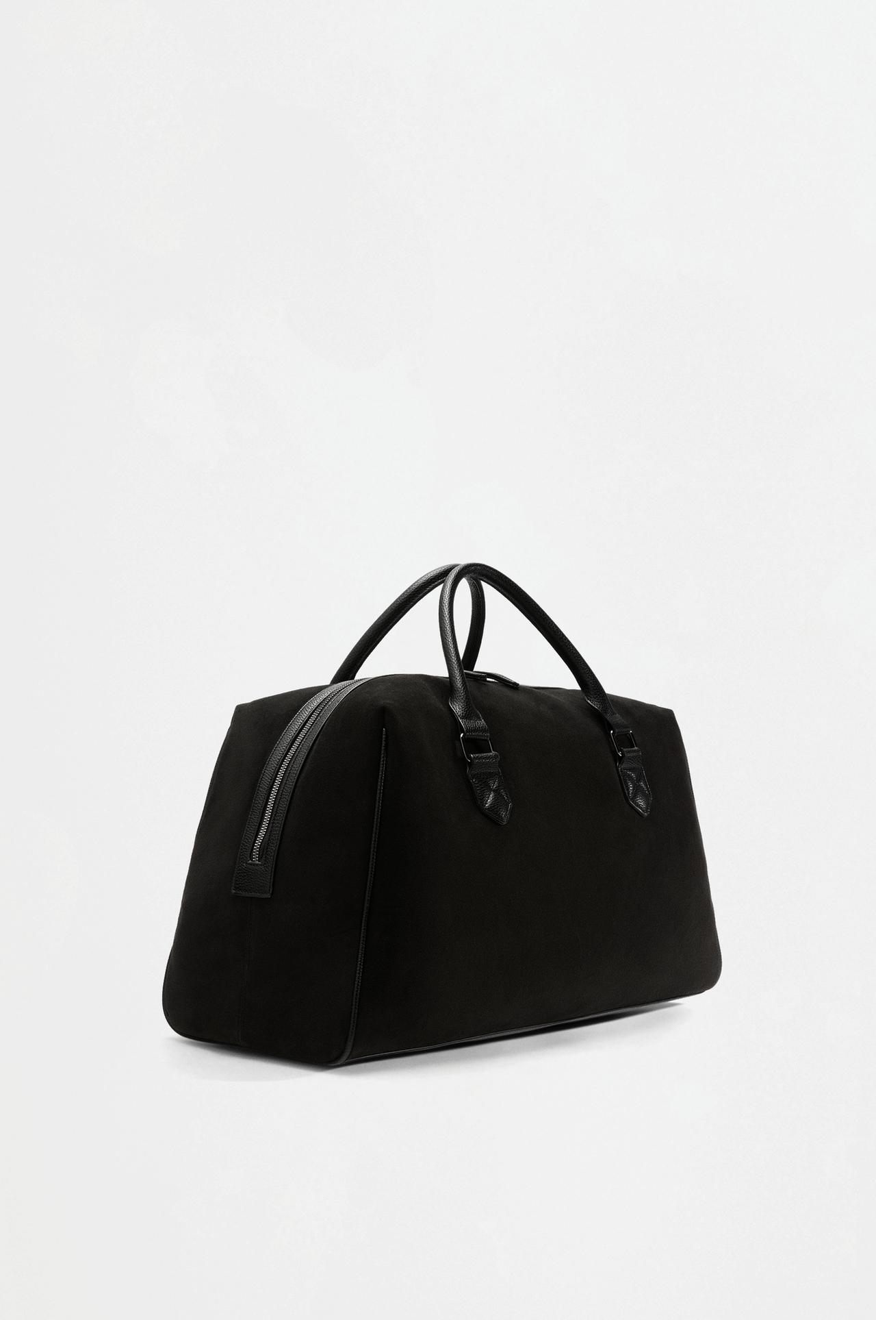 Faux suede bowling bag — BLACK