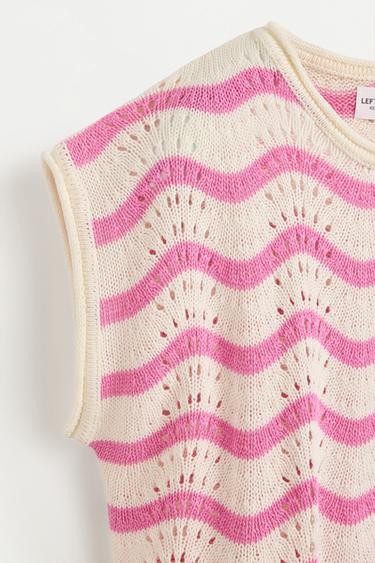 Wavy cutwork knit top — BUBBLEGUM PINK 3