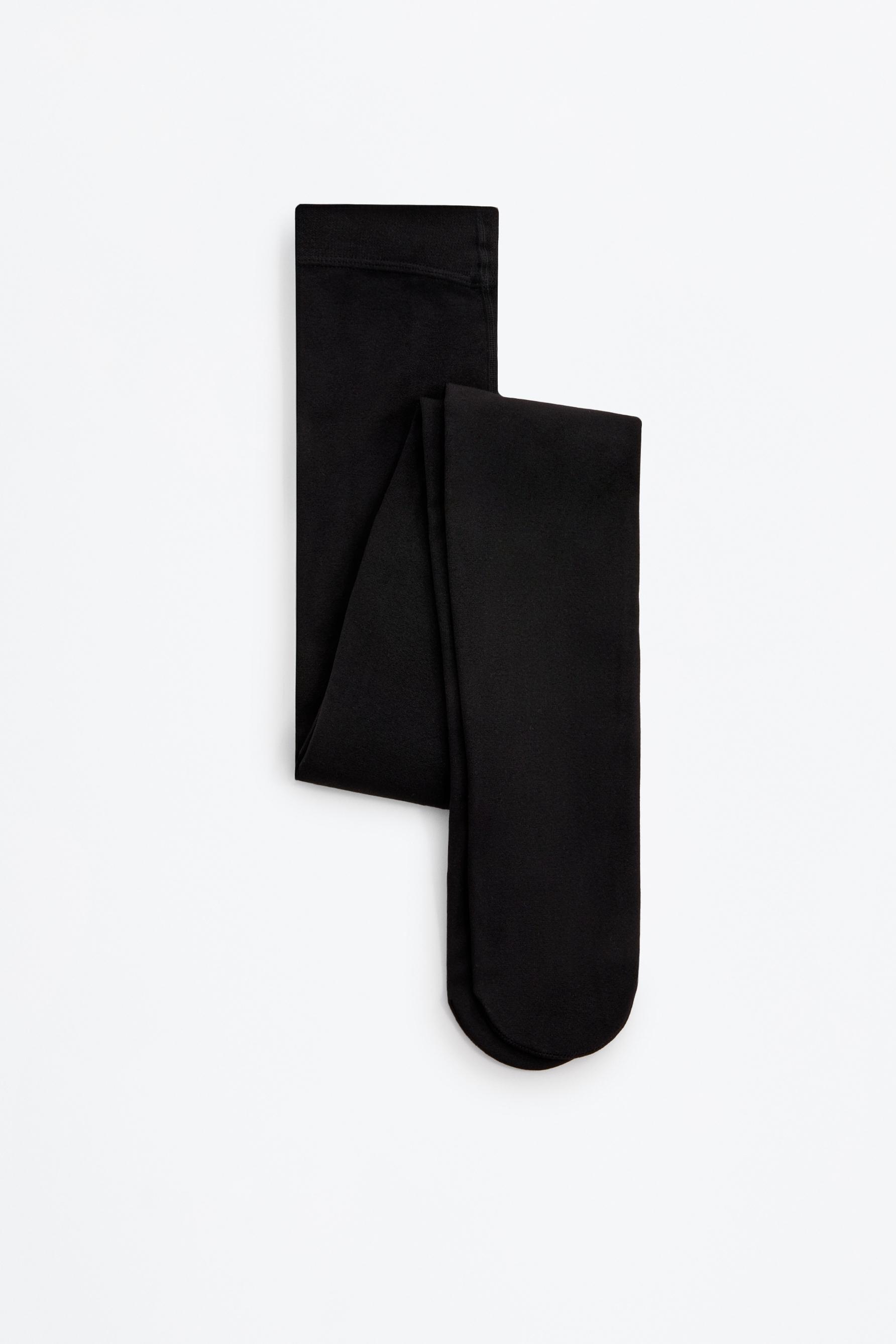 120 den fleece tights — BLACK