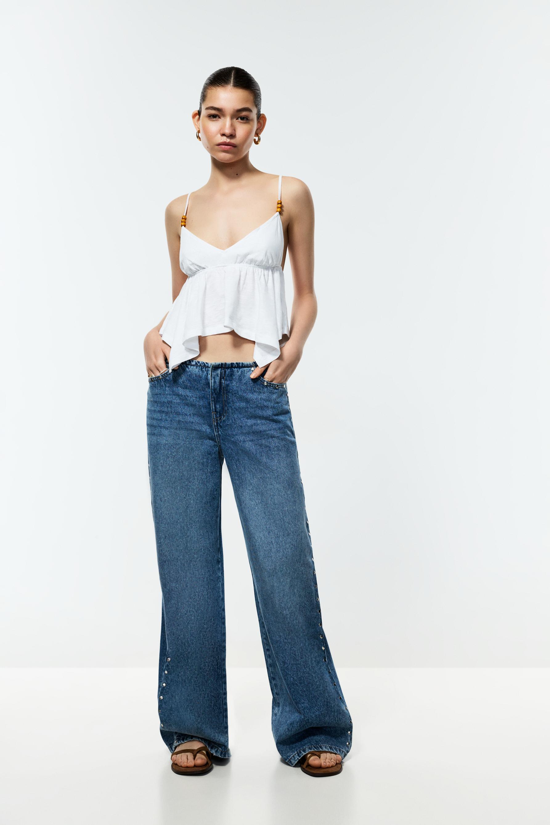 Beaded swing top — OFF WHITE