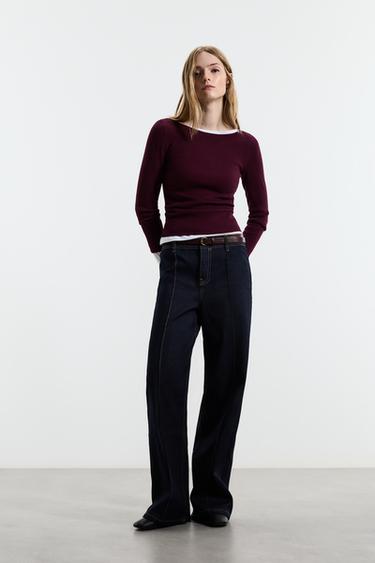 Basic rib sweater — BURGUNDY 2