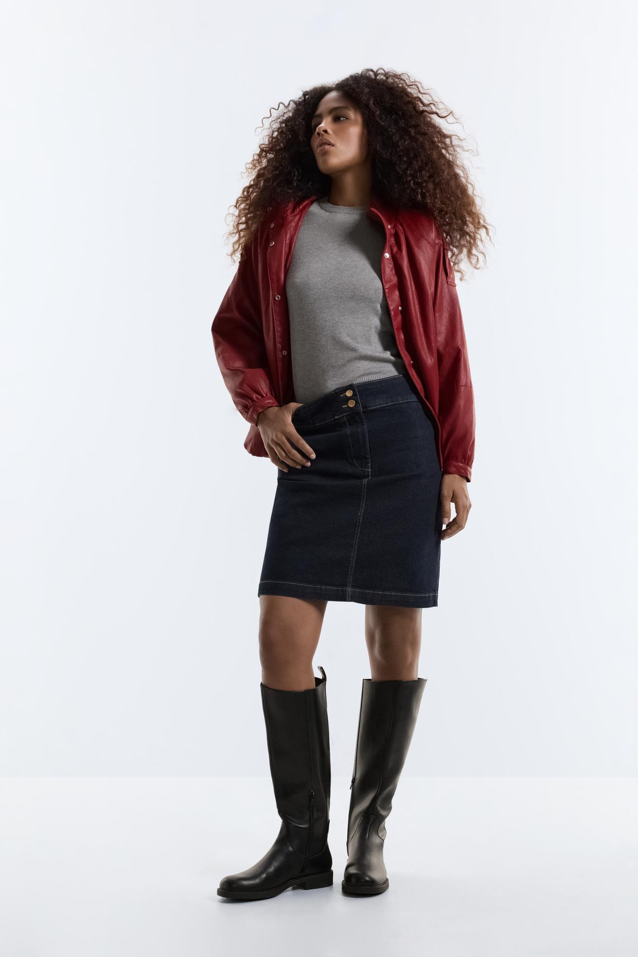 Denim pencil skirt — NAVY