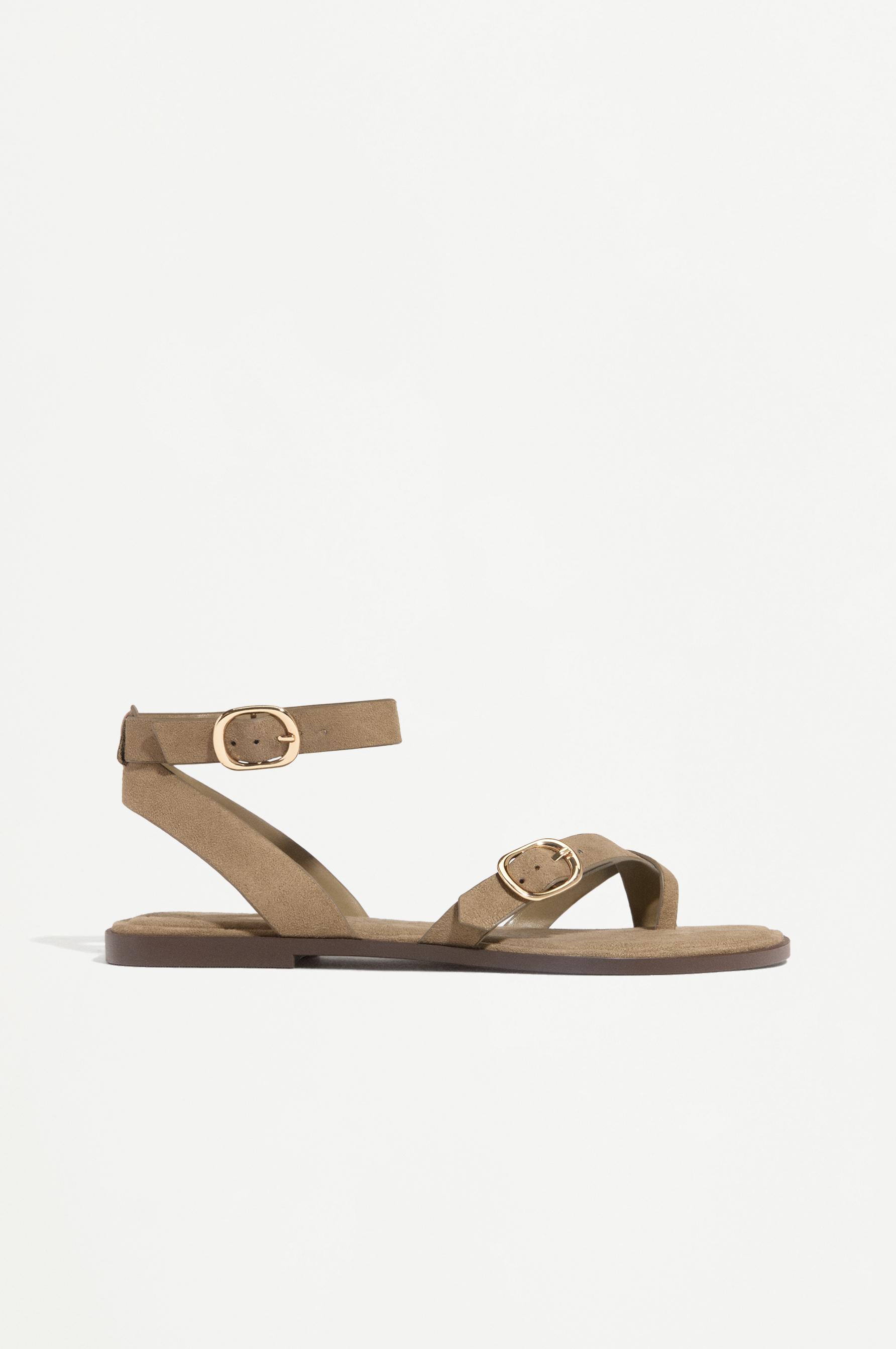 Lefties Haki Lefties Suni Süet bantlı düz sandalet