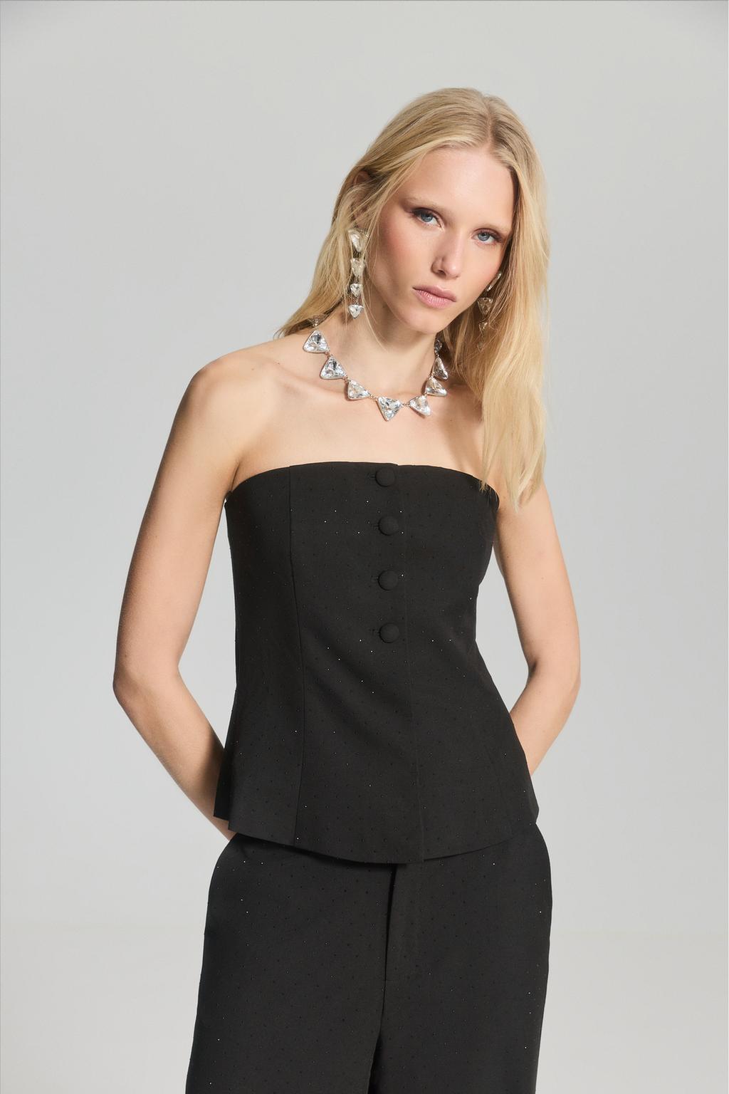 Strapless rhinestone top