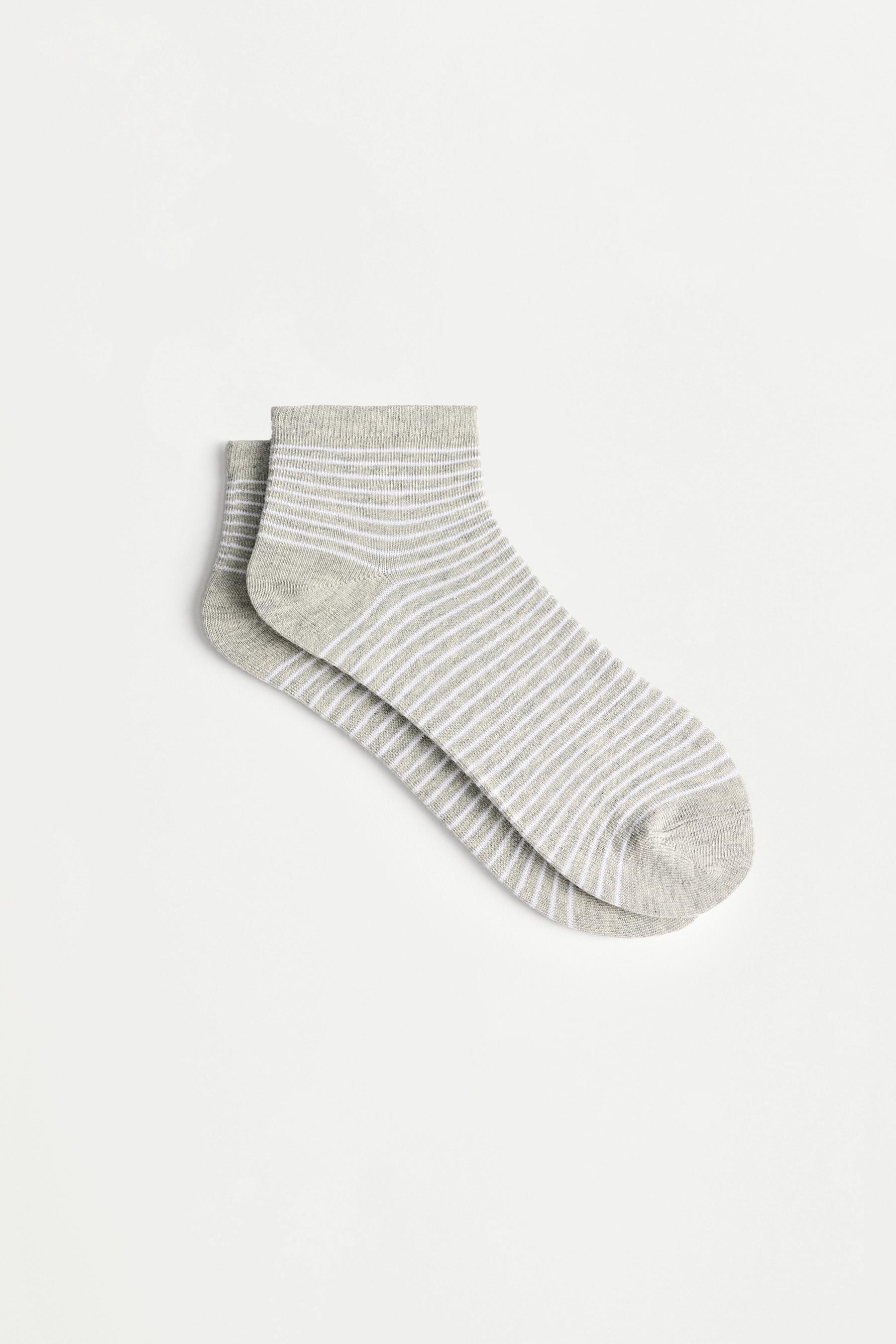Striped ankle socks (7-pack) — GREY/BLUE