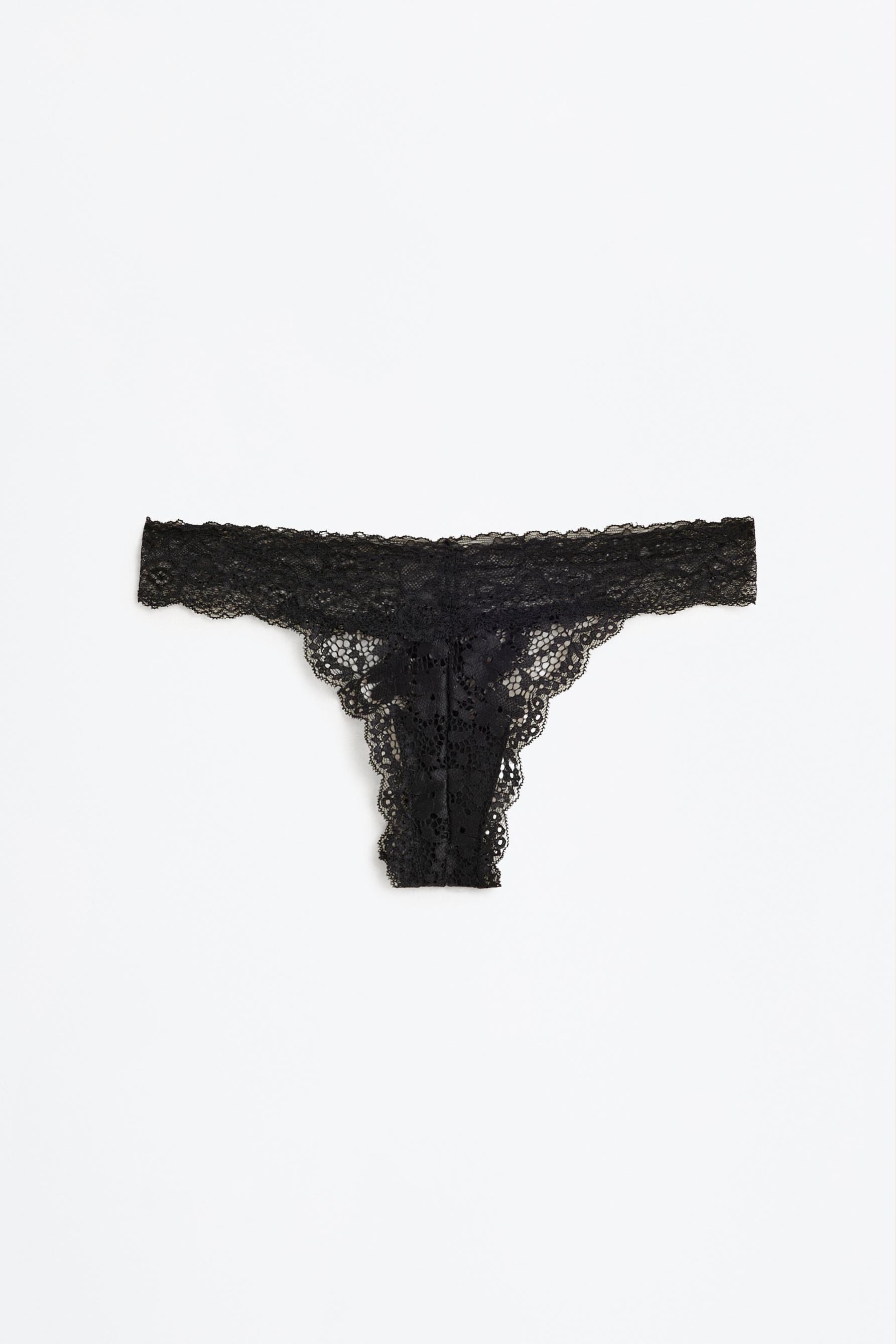 Lace thong — BLACK