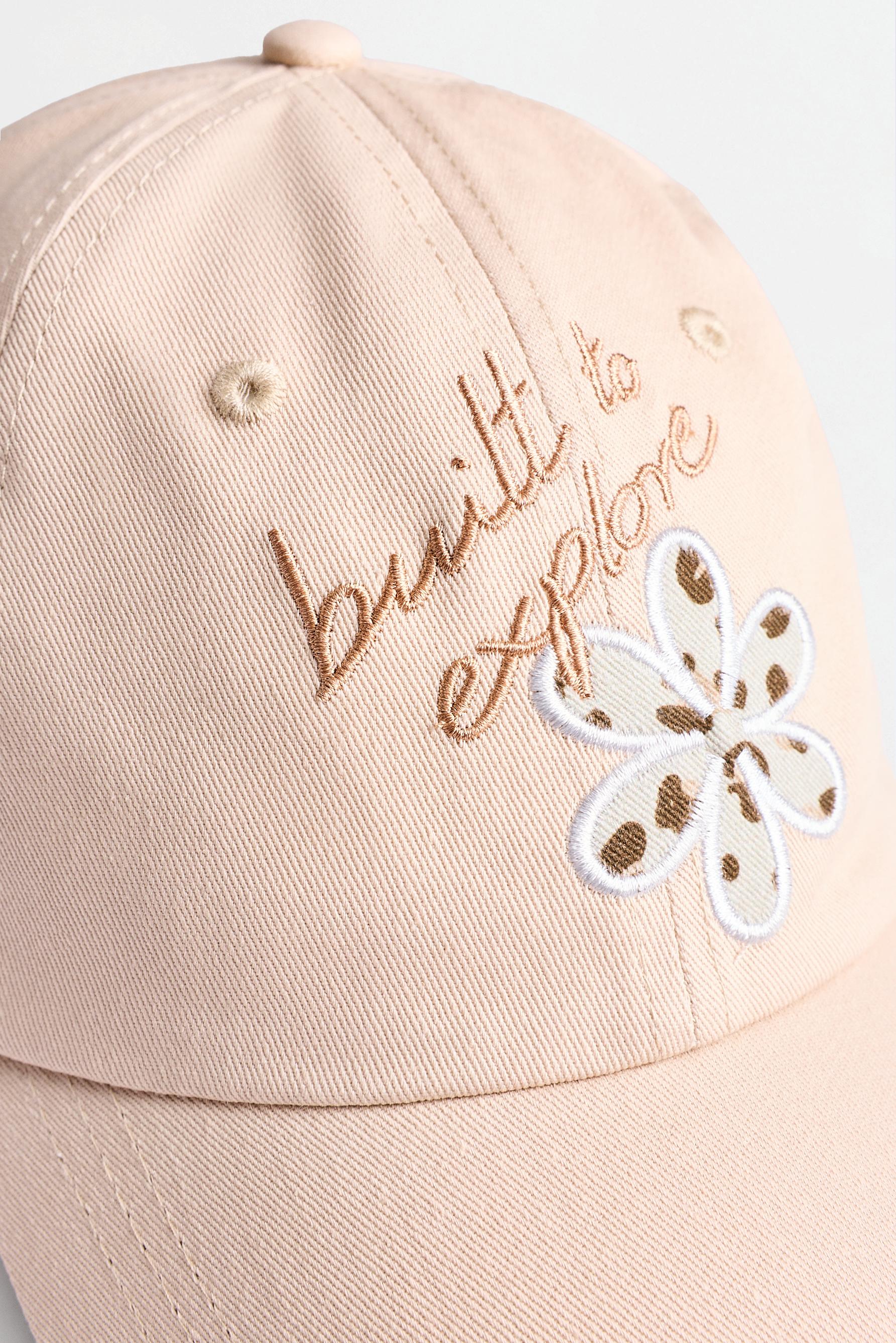 Embroidered cap — PALE ECRU