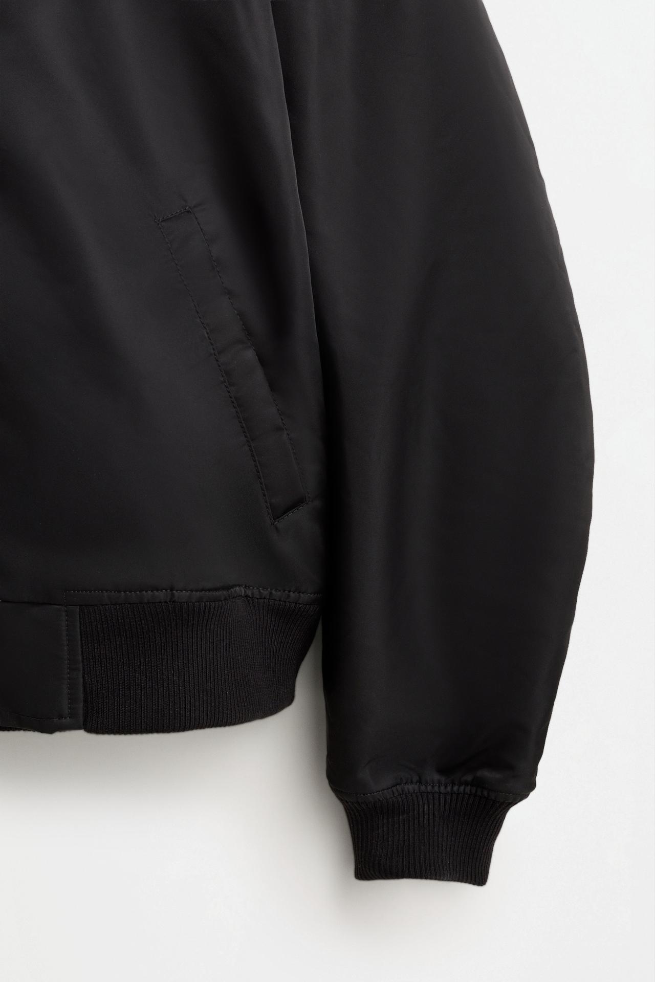 Fur bomber with hood — BLACK