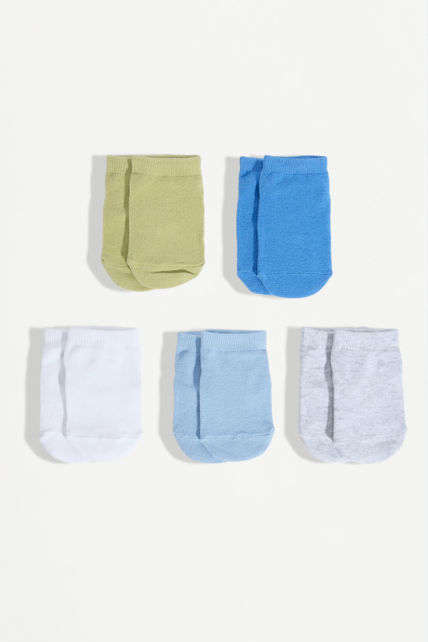 Non-slip short socks (5-pack) — SKY BLUE