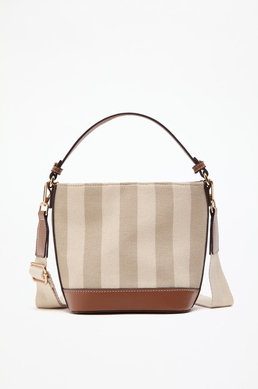 Striped canvas bucket bag