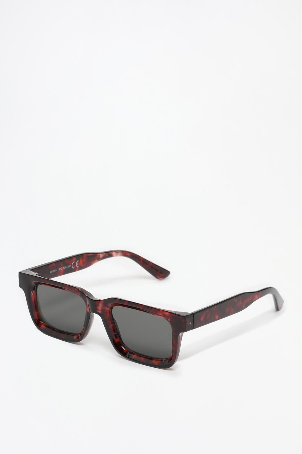 Rectangular tortoiseshell-effect sunglasses