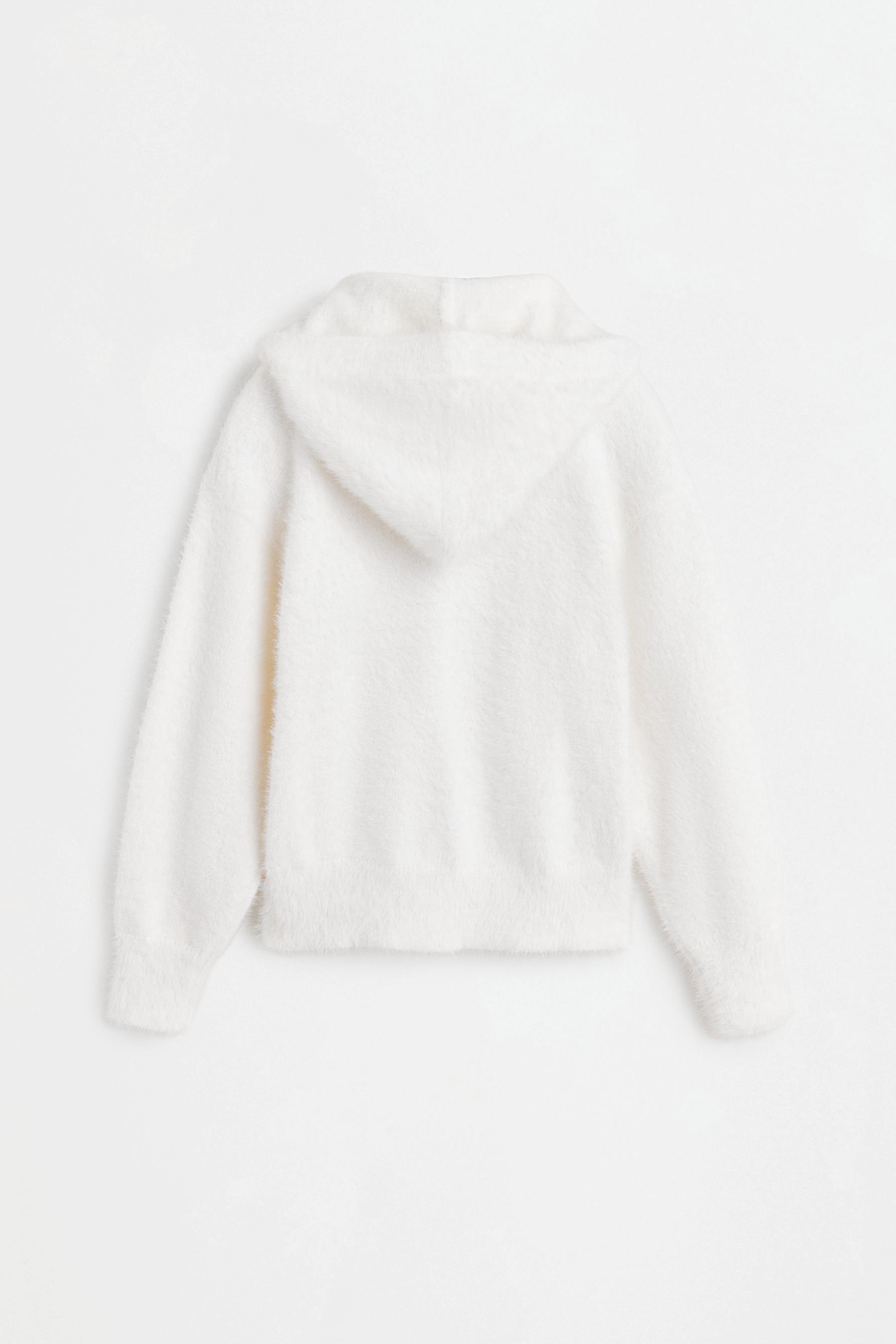 Faux fur hooded jacket — OFF WHITE