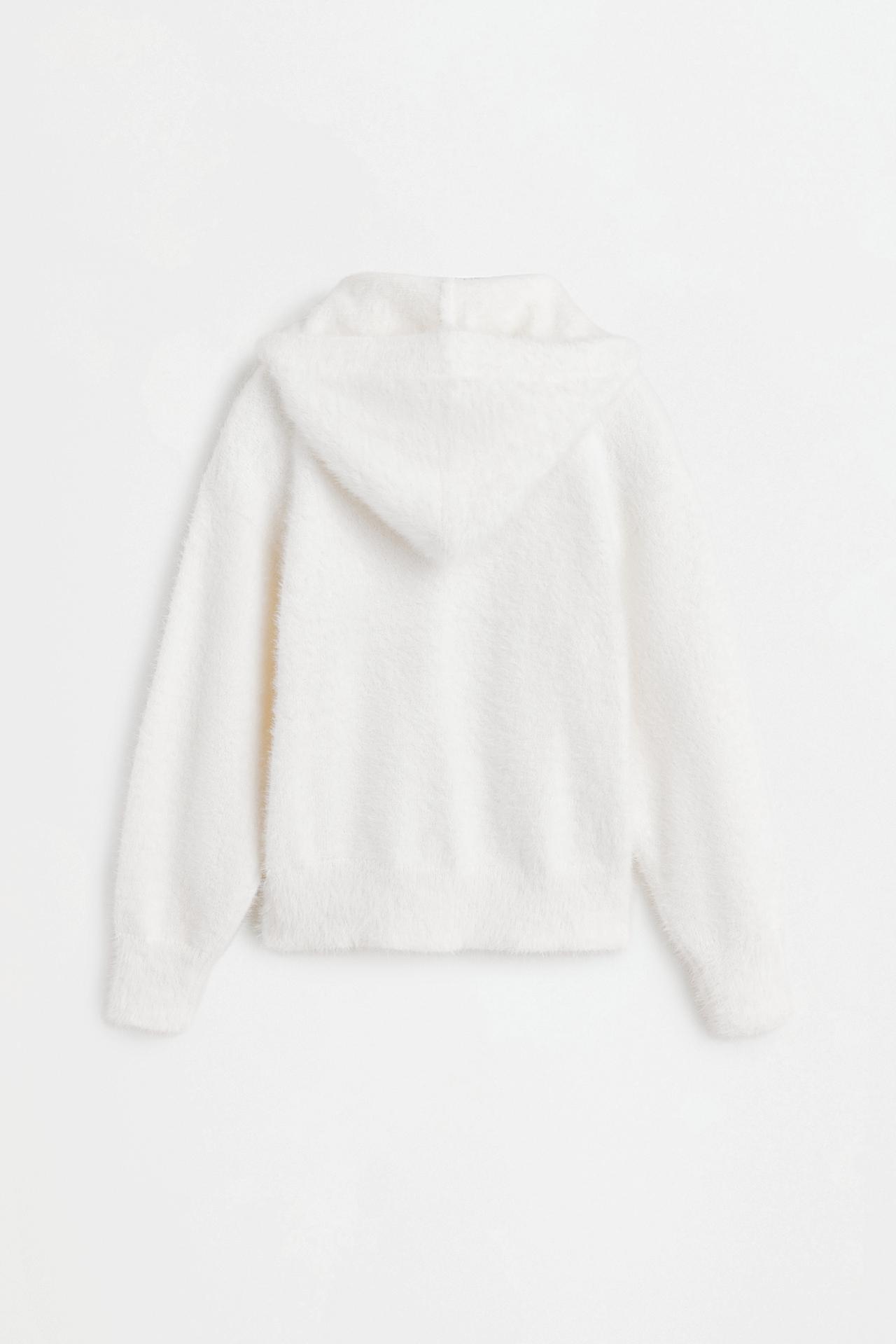 Faux fur hooded jacket — OFF WHITE