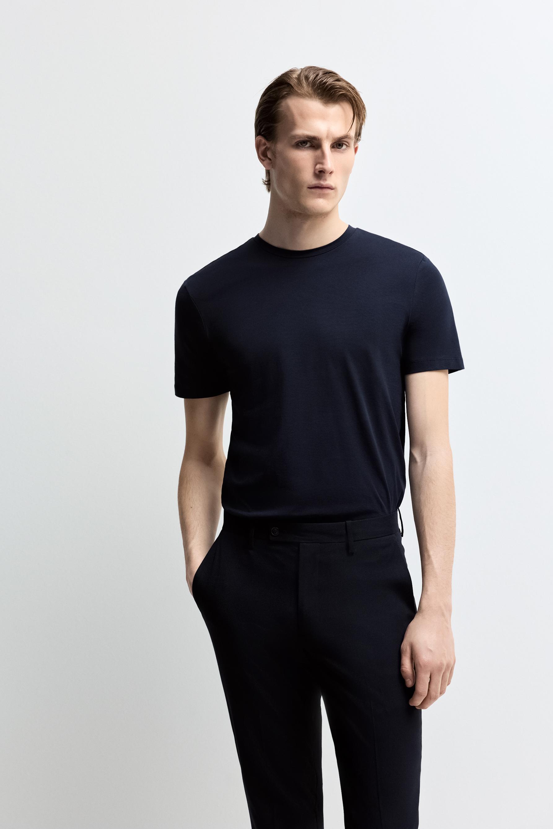 Soft slim fit T-shirt — NAVY