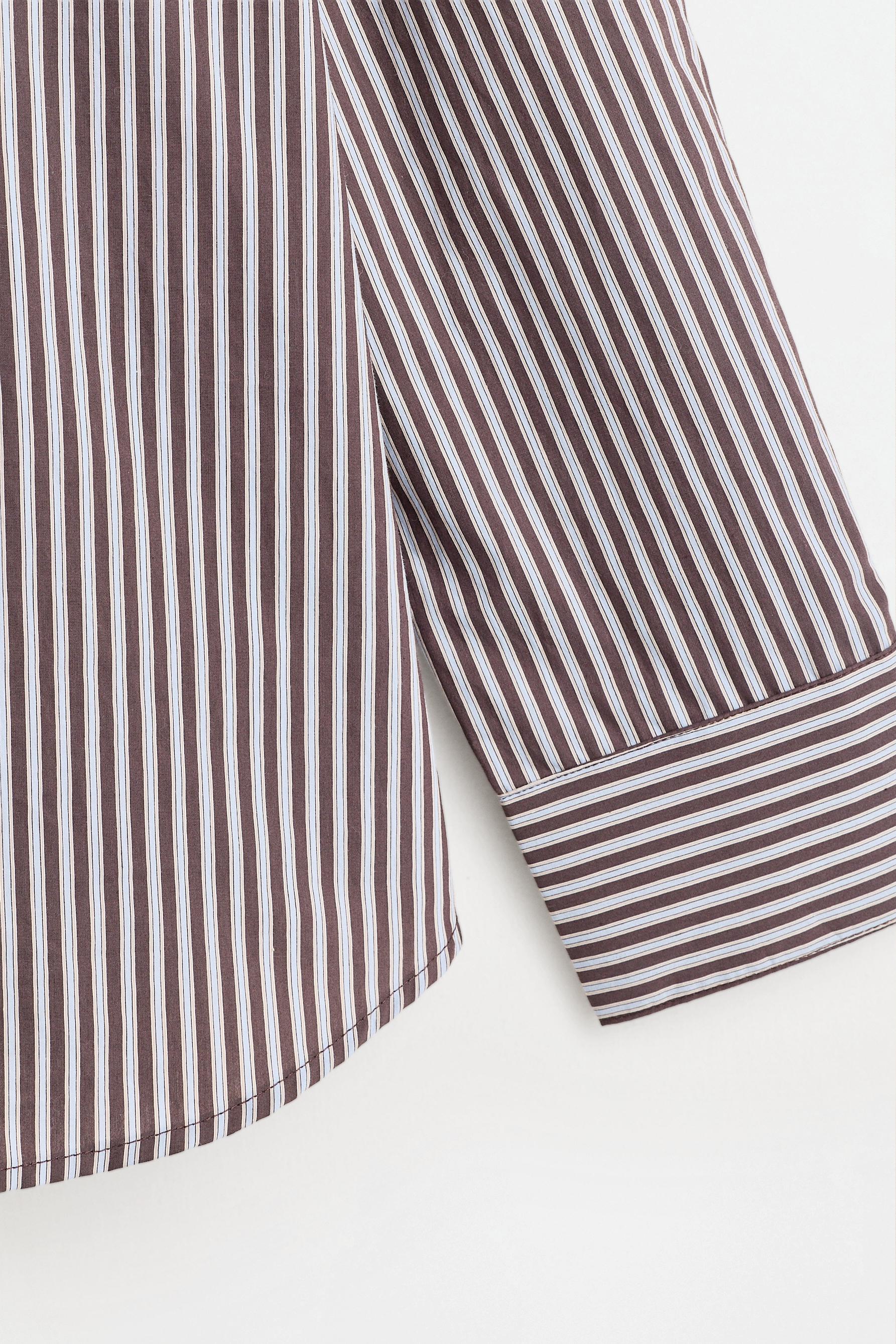 Striped shirt with bow — BROWN/BLUE