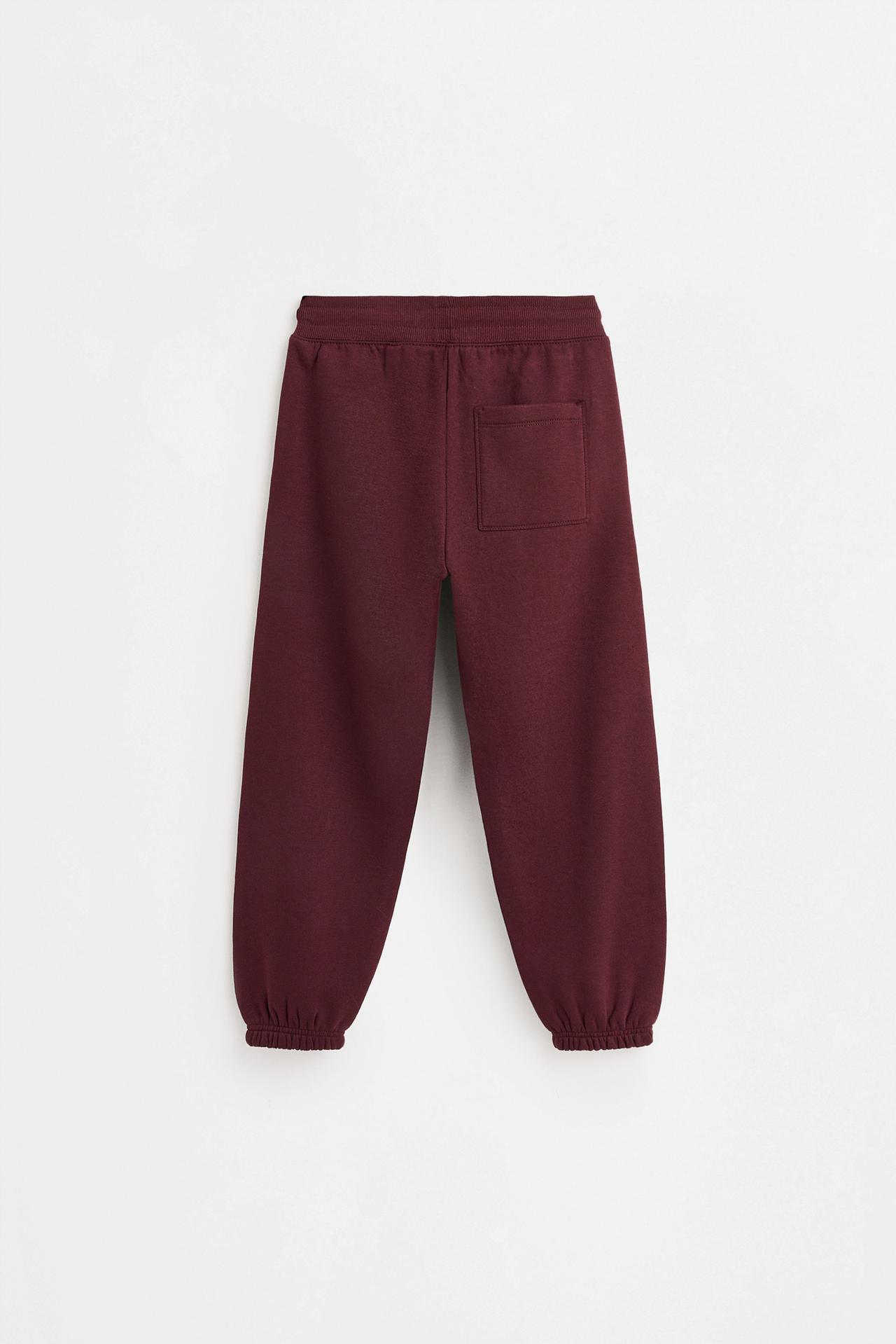 Plush trousers with knee stitching — WINE