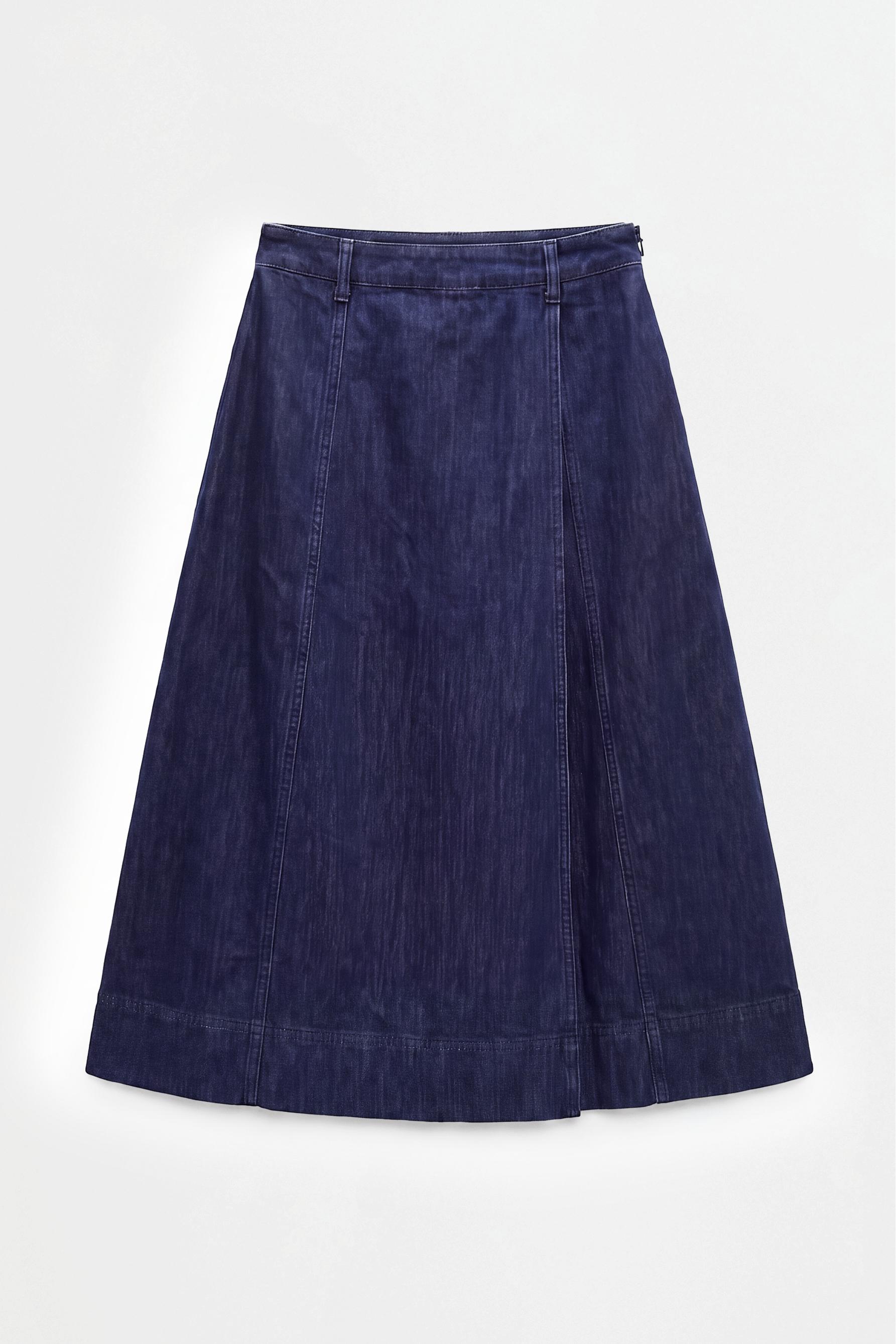 Indigo midi denim skirt — NAVY
