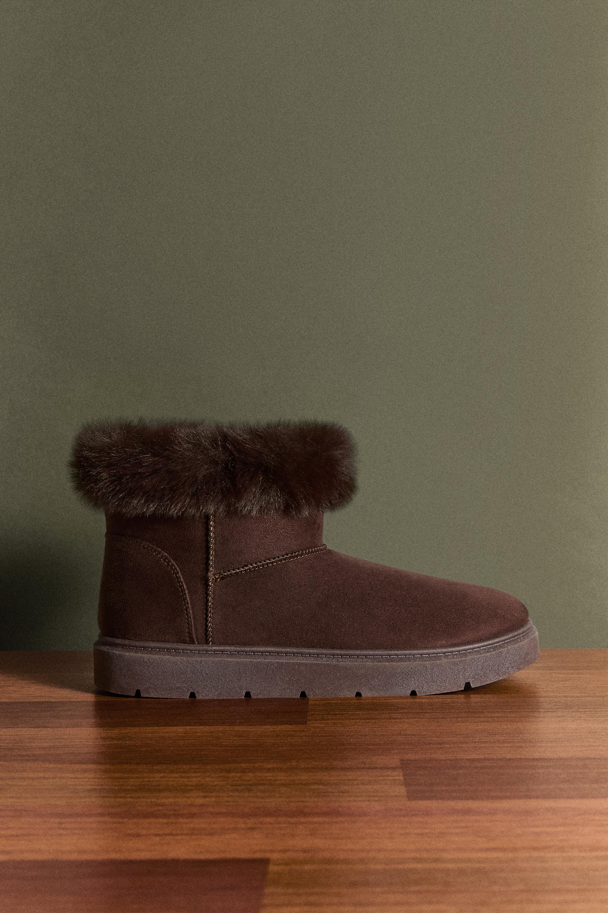 Lined fur ankle boots — BROWN