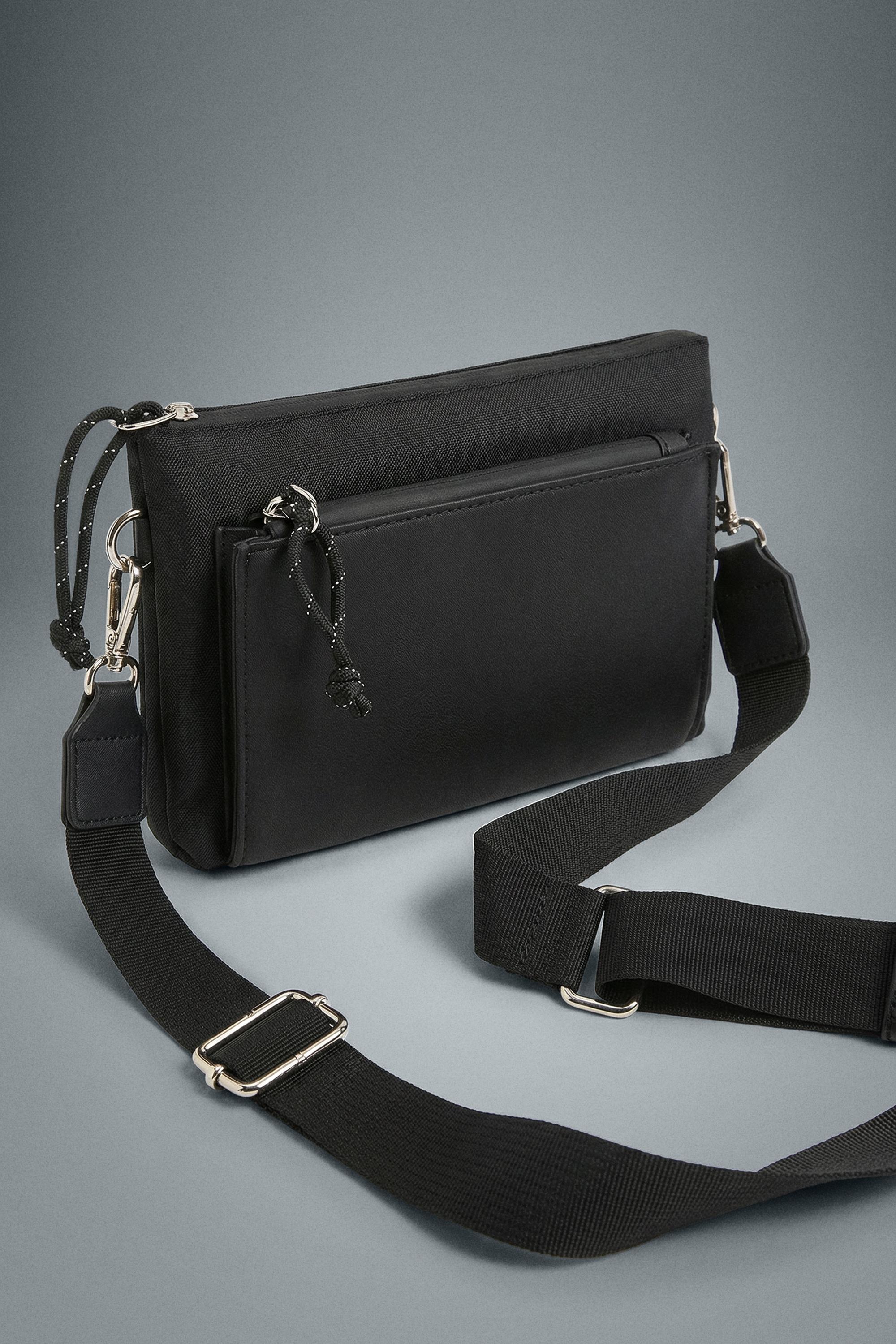 Nylon shoulder bag — BLACK
