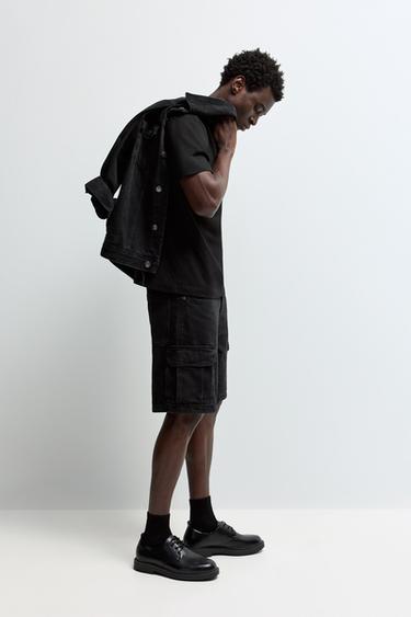 Denim cargo Bermuda shorts — BLACK 5